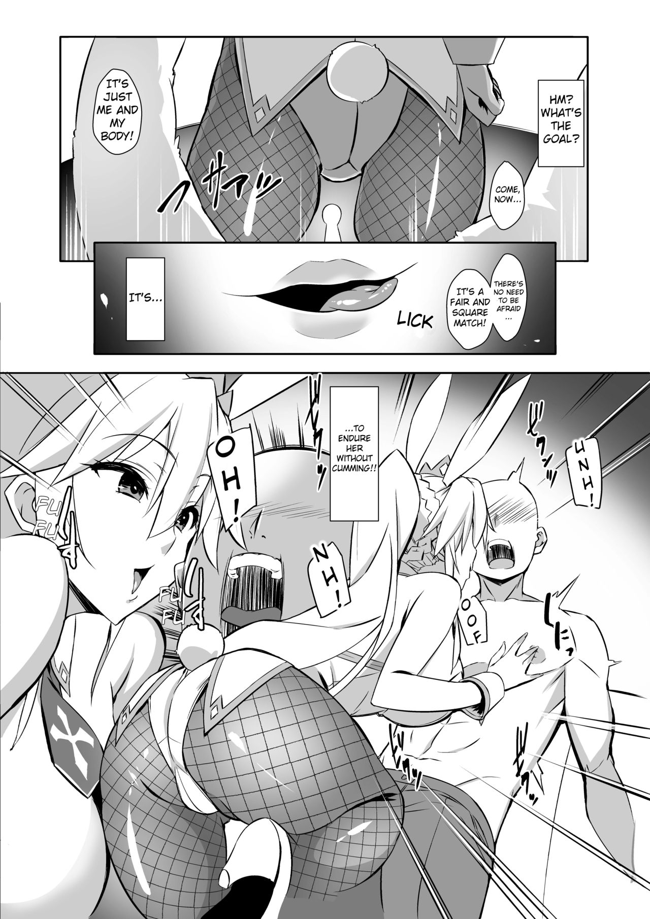 Eroi Bunnyue ni Shasei Gaman Shoubu o Idomu. | Challenging the Lewd Bunny to a Cum Endurance Battle. page 4 full