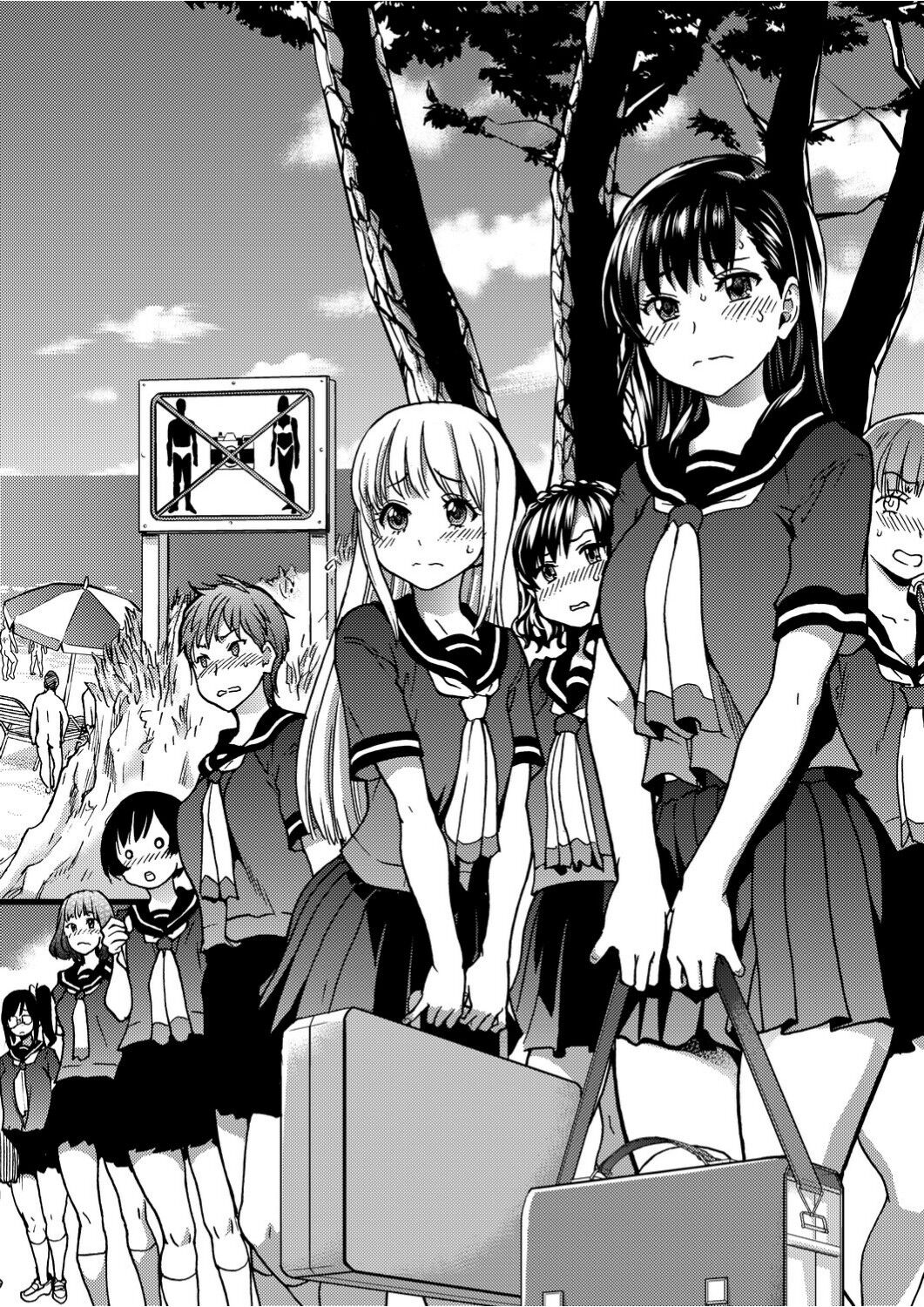 Nudist Beach ni Syuugaku Ryokoude!! | 天體營海灘的校外教學!! page 9 full