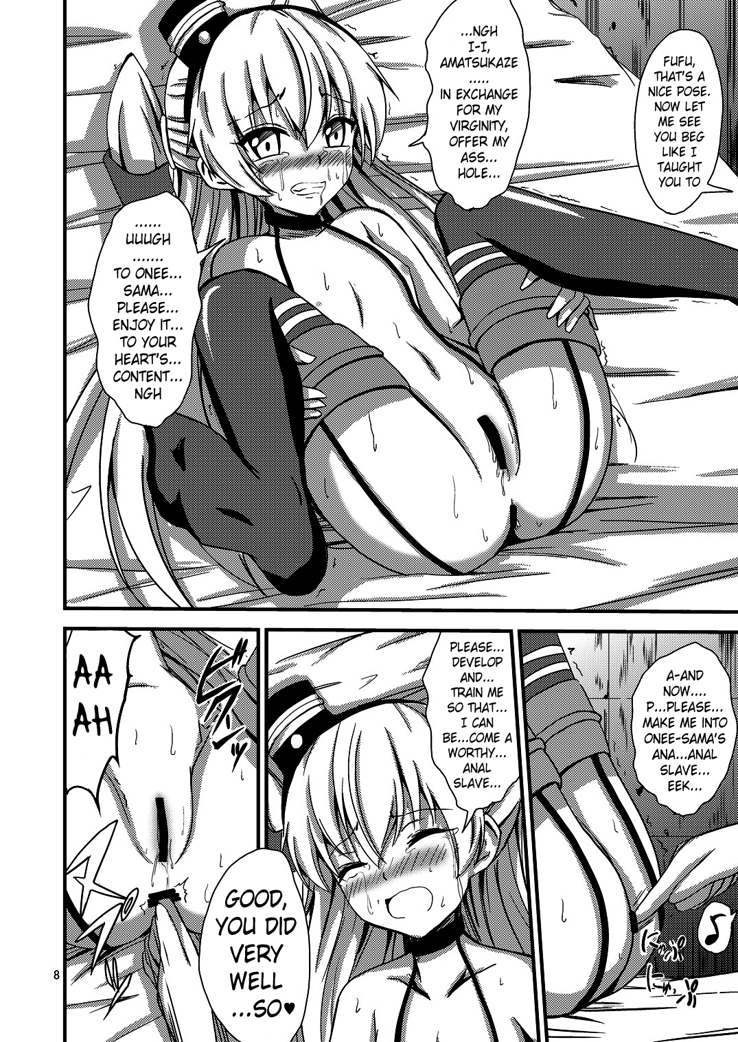 Kuubo Wo-Kyuu-chan no Amatsukaze Yuri Dorei Choukyou -Shiri Dorei Keiyaku Hen- | Standard Carrier Wo-Class's Amatsukaze Yuri Slave Training ~Ass Slave Agreement~ page 9 full