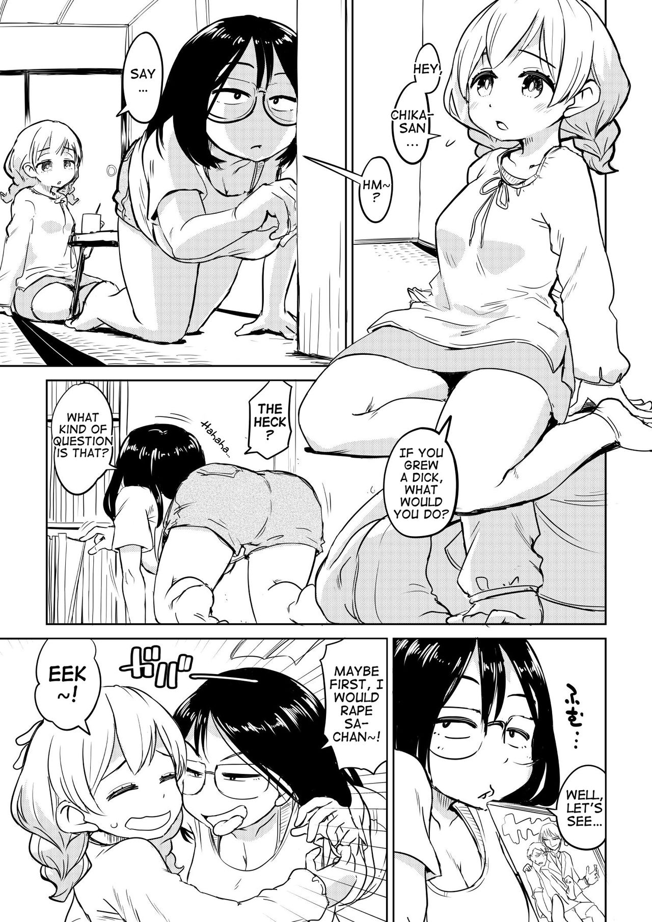 Chinko ga Haetara Dou suru ka? Kinjo no Onee-san Hen | What Would You Do If You Grew a Dick? Neighborhood Onee-san Chapter page 1 full
