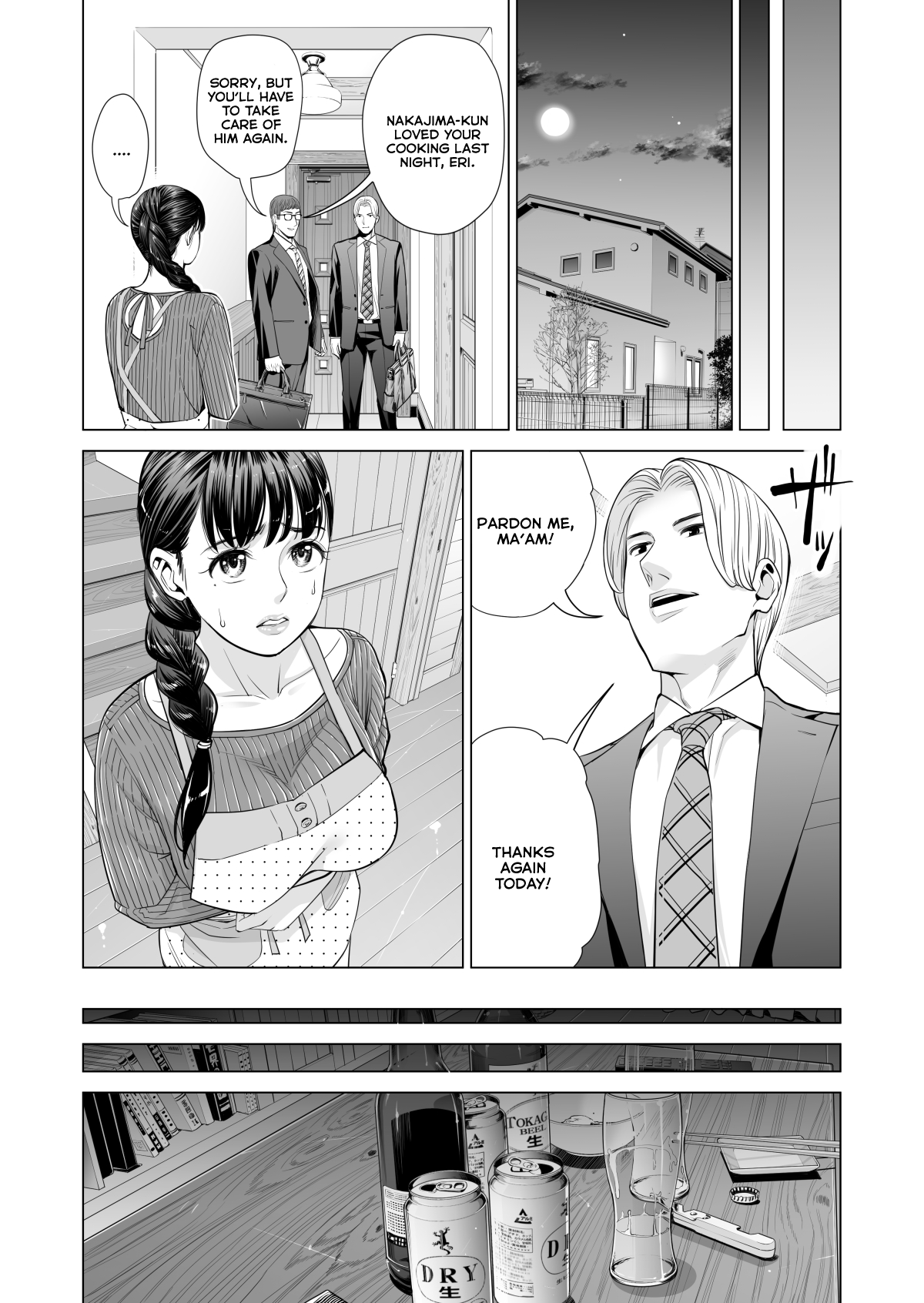 Tsukiyo no Midare Zake ~Hitozuma wa Yoitsubureta Otto no Soba de Douryou ni Netorareru~  | Moonlit Intoxication ~ A Housewife Stolen by a Coworker Besides her Blackout Drunk Husband ~ Chapter 2 page 10 full