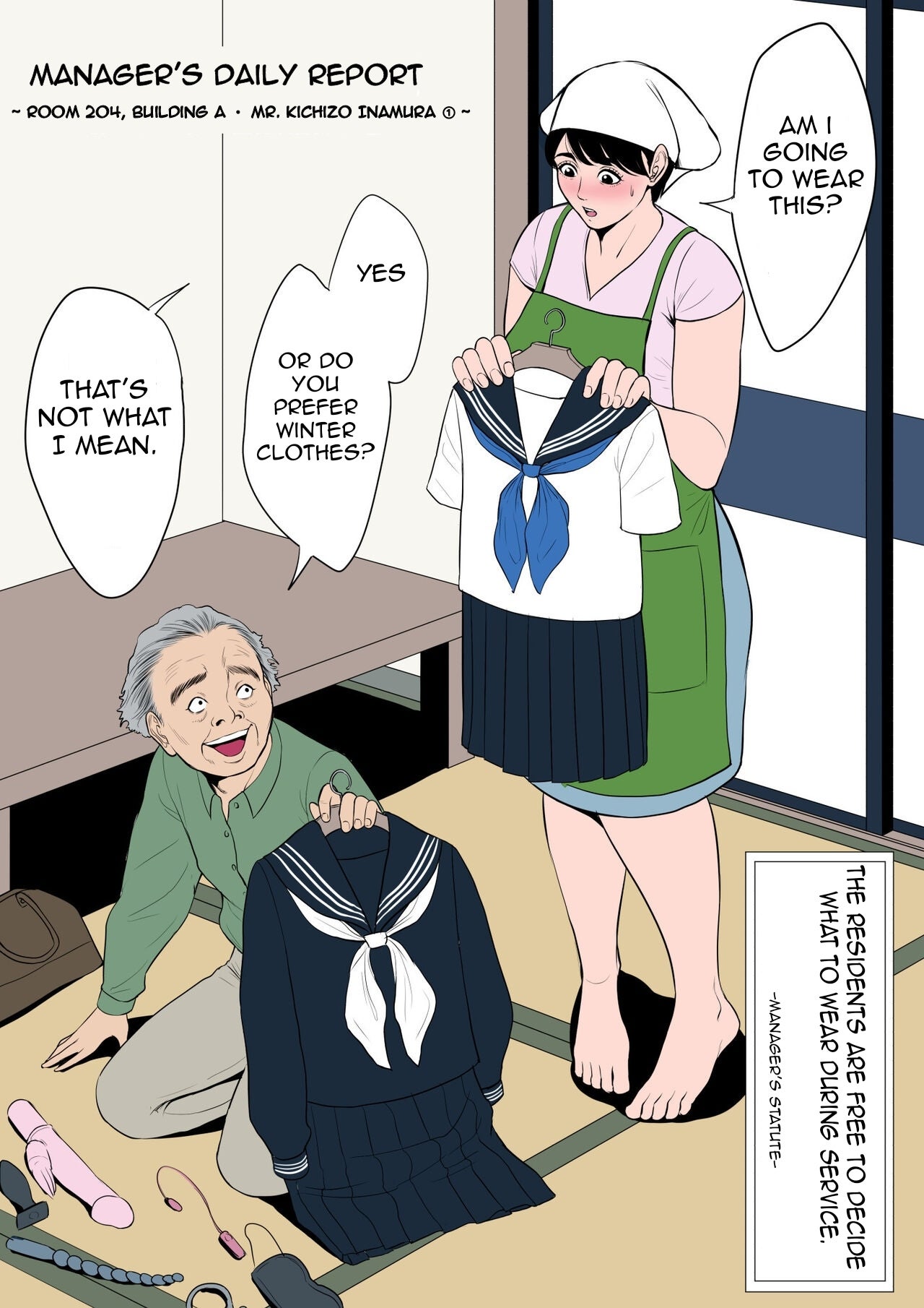 Manager's daily work report - Ward A, Room 204, Kichizo Inamura. page 1 full