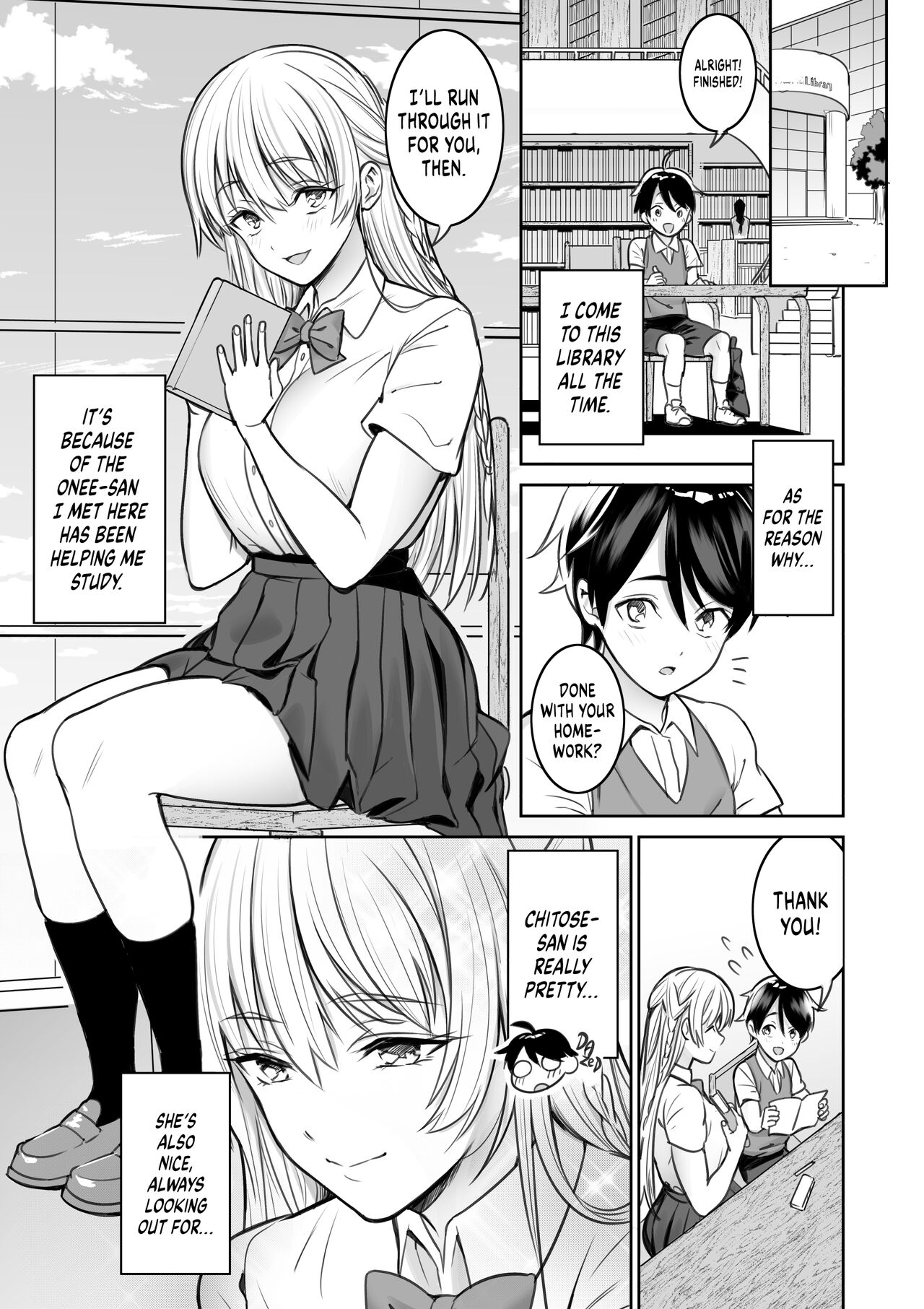 Toshokan de Shiriatta Onee-san ni Ecchina Koto o Sarechau Hanashi | A Story About the Lewd Things the Onee-San I Met at the Library Does to Me page 3 full