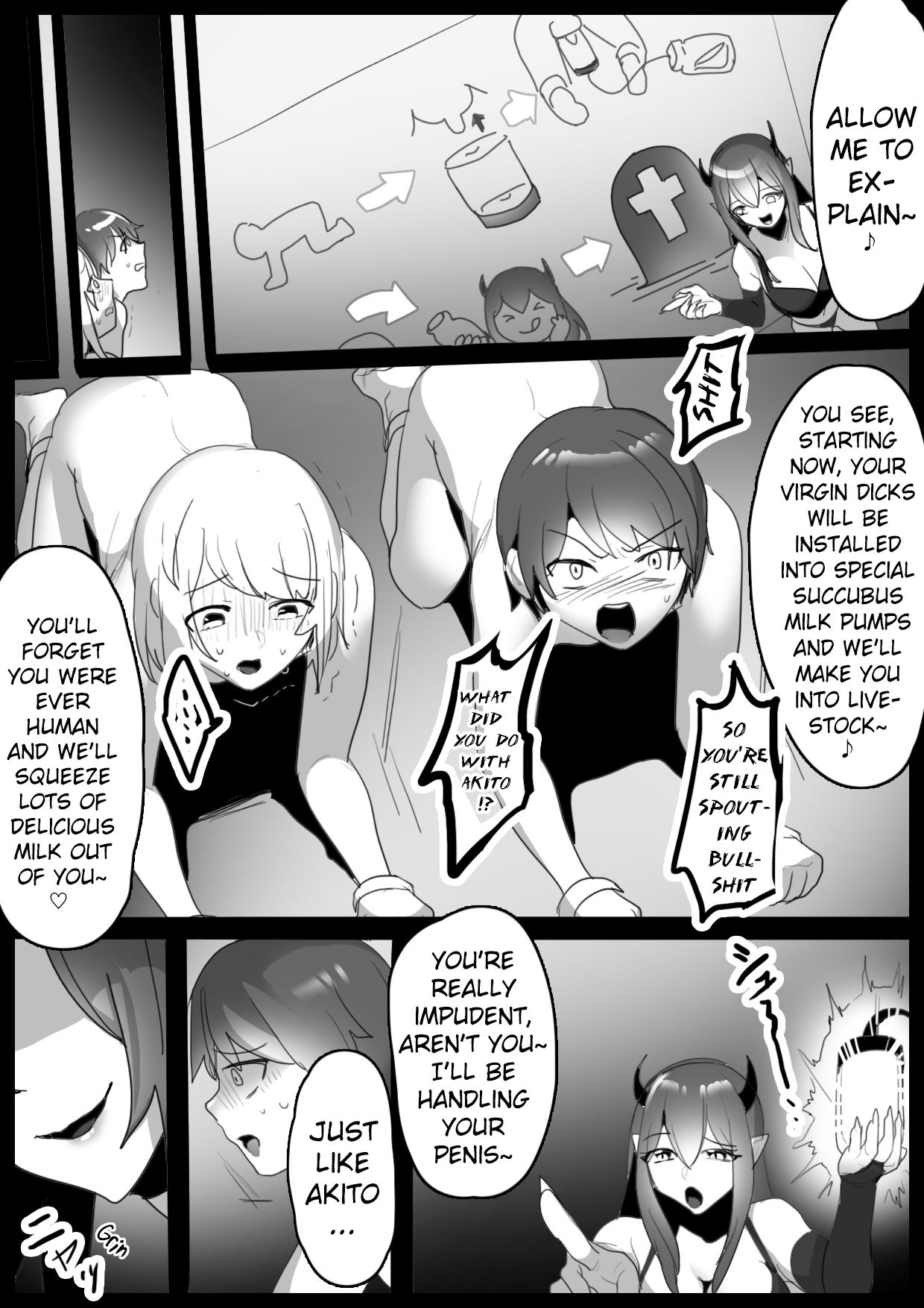 Sakubatsu ~Succubus Shimai ni Kachiku ni sarete Ochinchin o Shiborasechau Ohanashi~ | Sakubatsu ~Turned into Livestock and Getting our Penises Milked by Succubus Sisters~ page 4 full