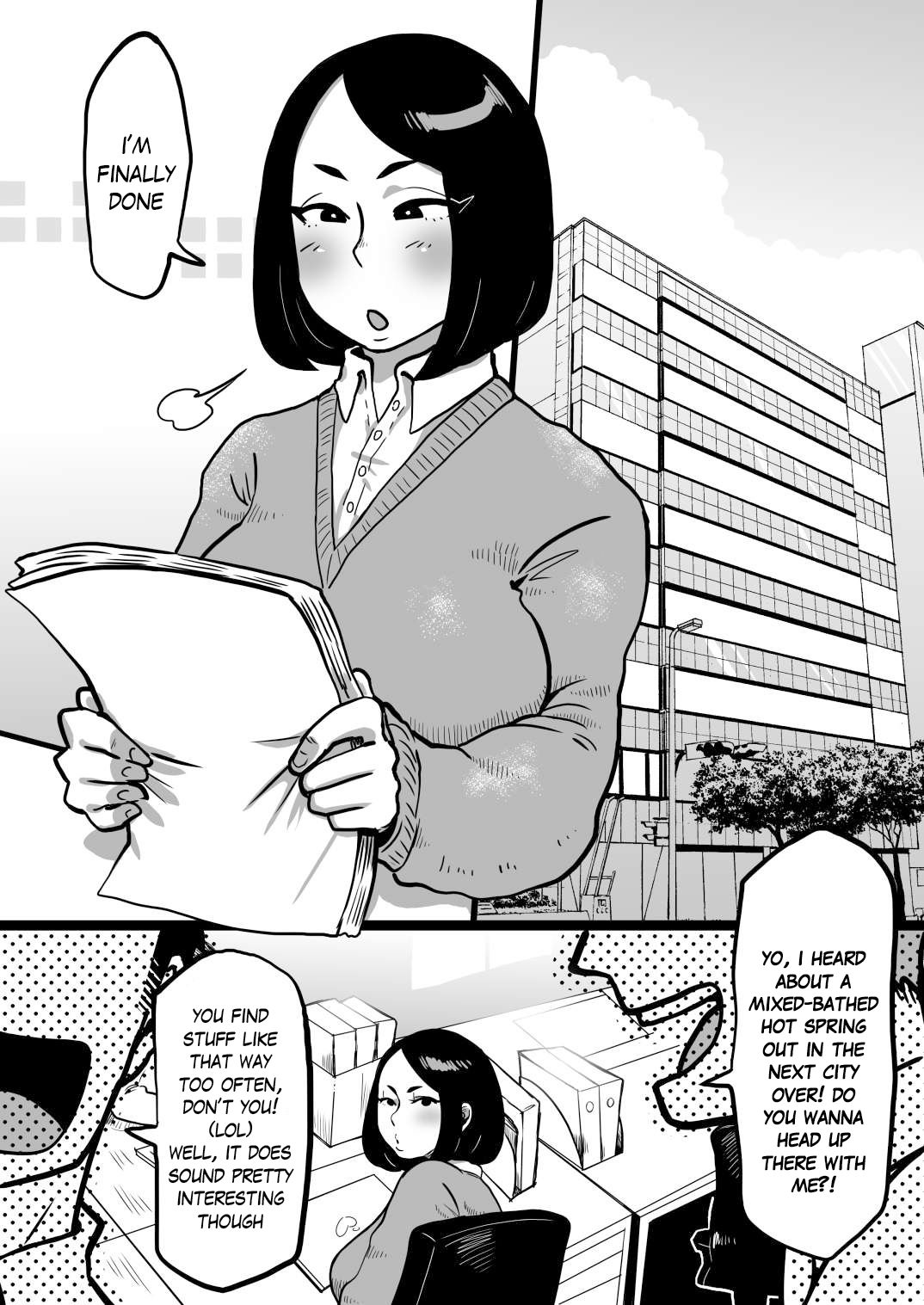 Jimi OL-san kon'yoku e iku!! | A Plain Office Lady Goes To A Mixed Bath! page 2 full