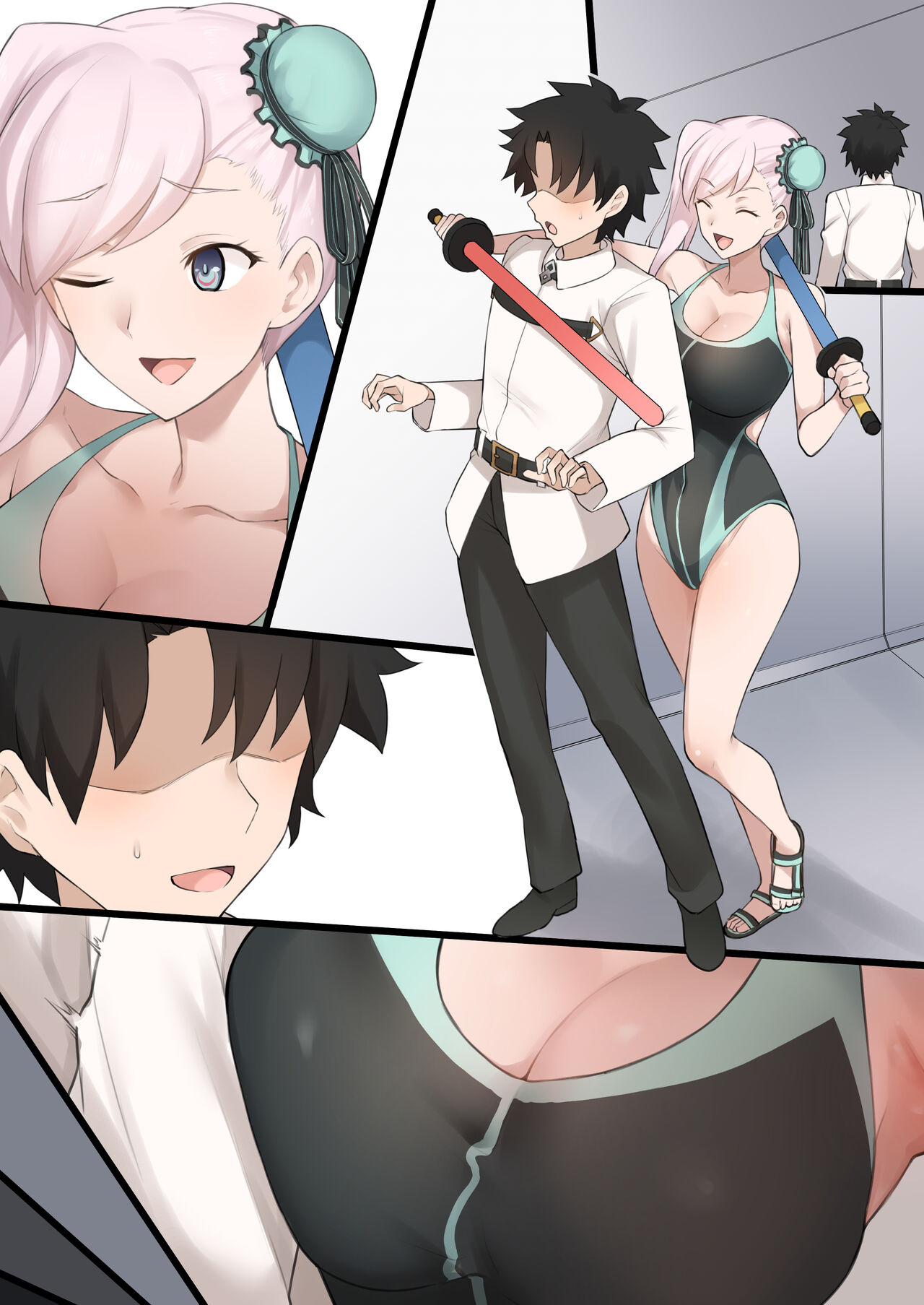 Mizugi Musashi ni Mitsugigasareta Ue ni Kokujin Dekachinpo NTR Douga de Medb ni Chinpo Shibakareru Manga page 9 full