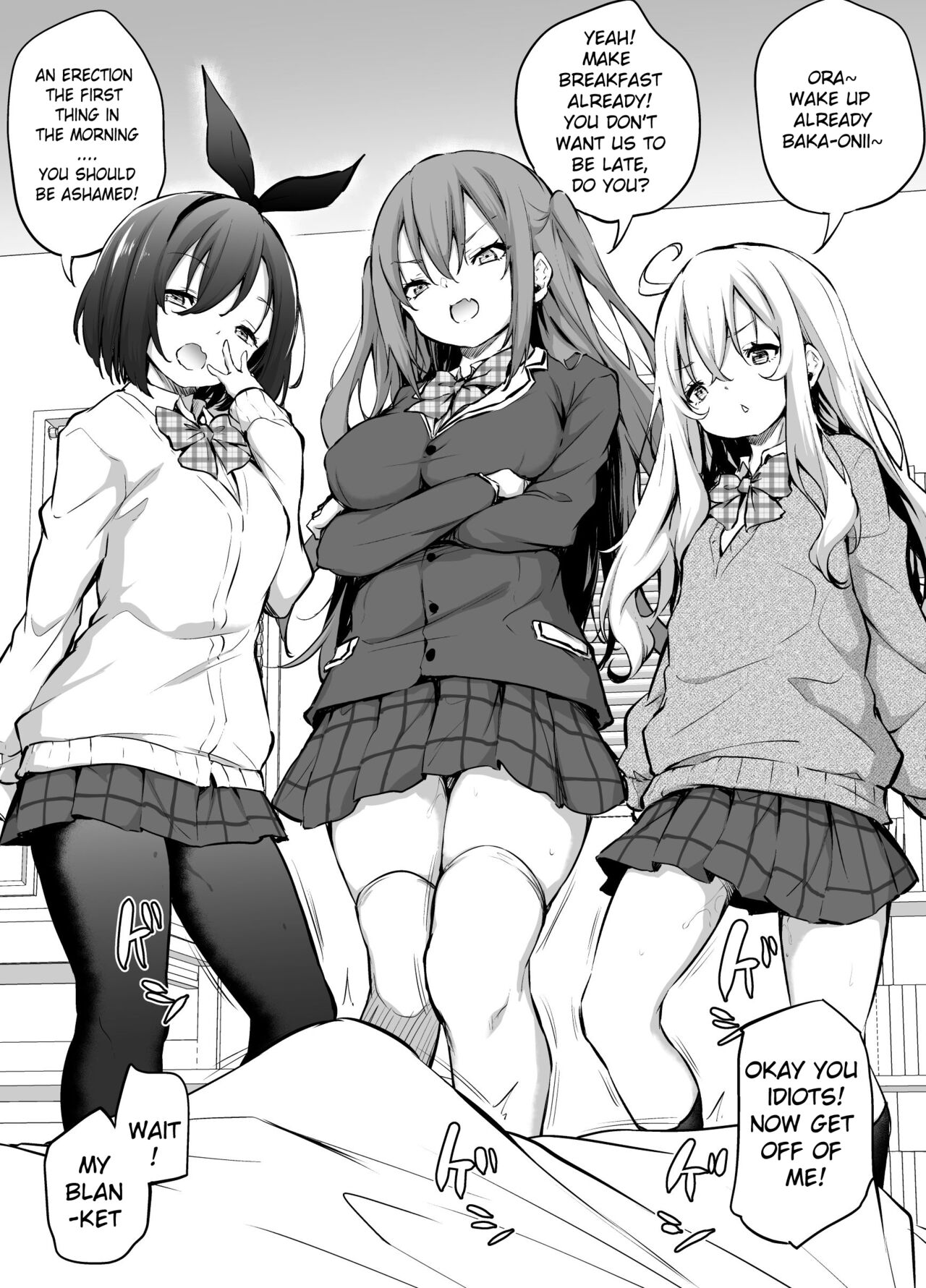 Namaiki Sanshimai ni Okosareru Asa page 1 full