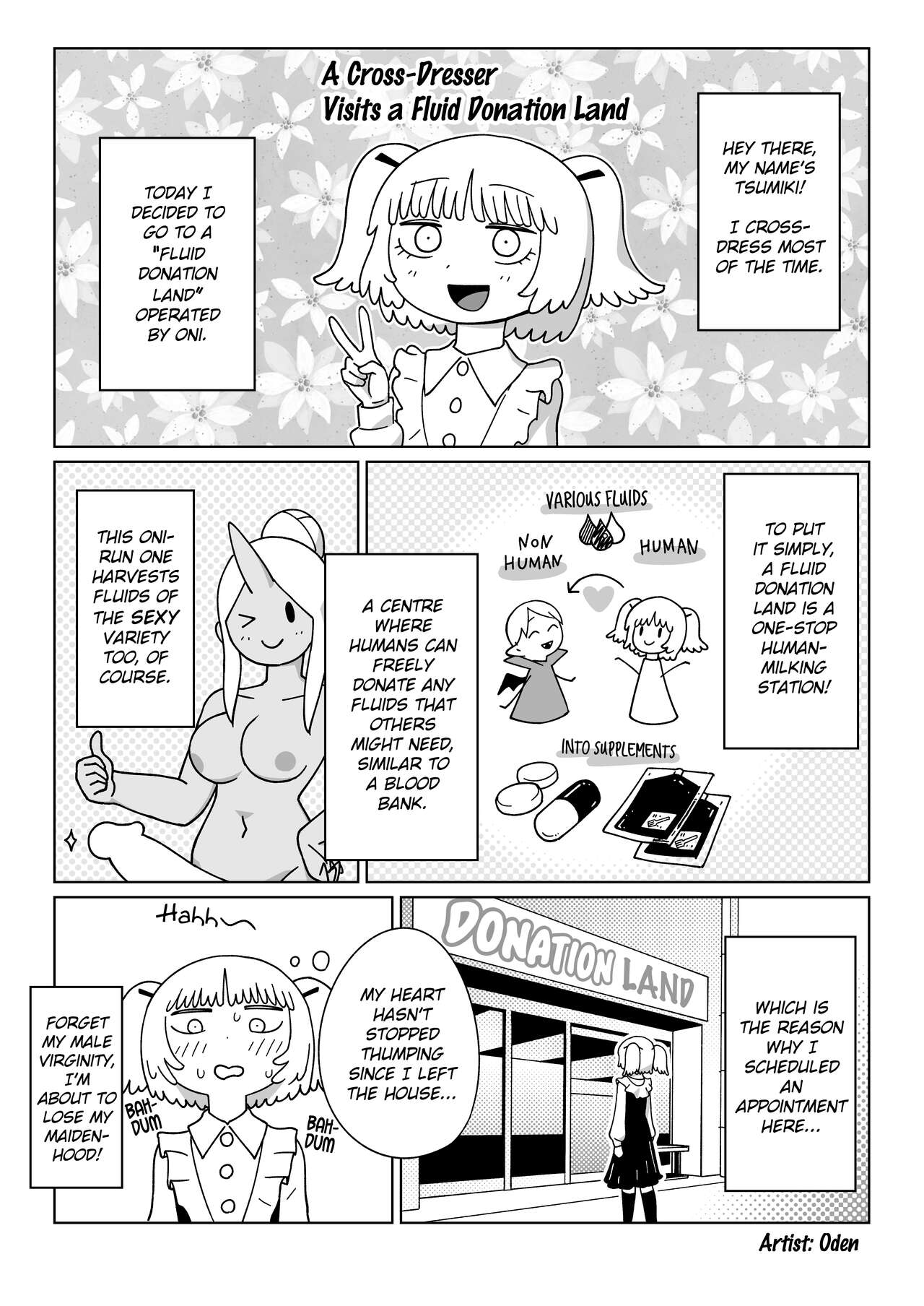 Josoudanshi ga Keneki Land e Itta Hanashi | A Cross-Dresser Visits a Fluid Donation Land page 1 full