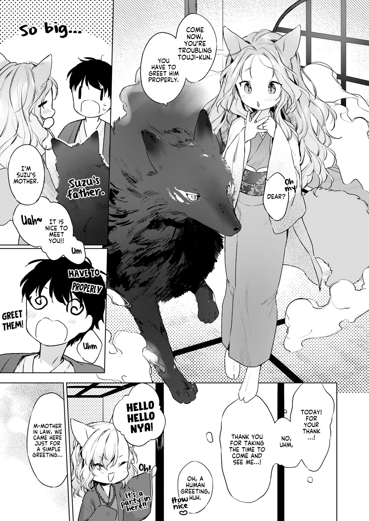 Yowai 200 Chai Okitsune-chan to Oshidori Fuufu Seikatsu. Dai 4 Wa | 200 Year Old Fox Girl and Her Happily Married Life. Part 4 page 3 full