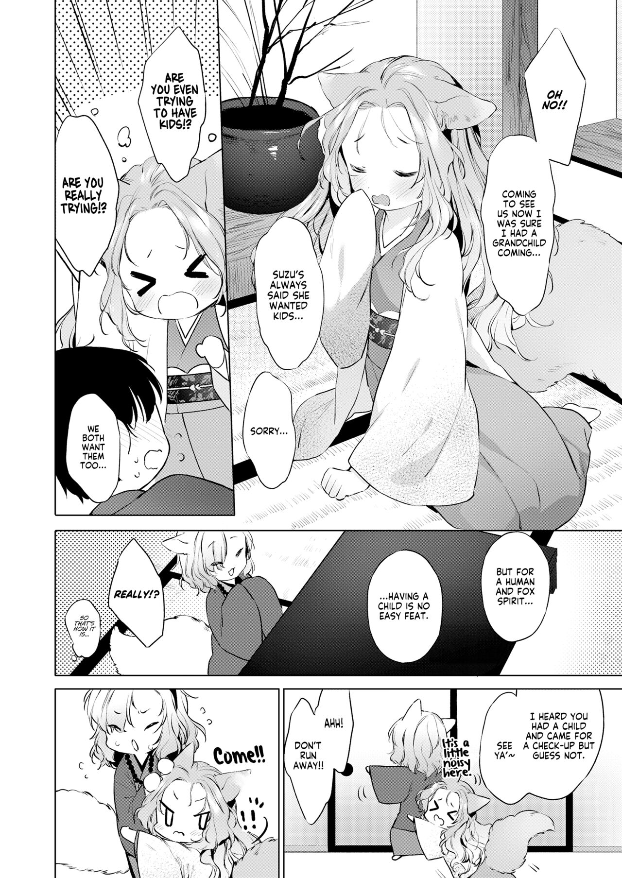Yowai 200 Chai Okitsune-chan to Oshidori Fuufu Seikatsu. Dai 4 Wa | 200 Year Old Fox Girl and Her Happily Married Life. Part 4 page 4 full