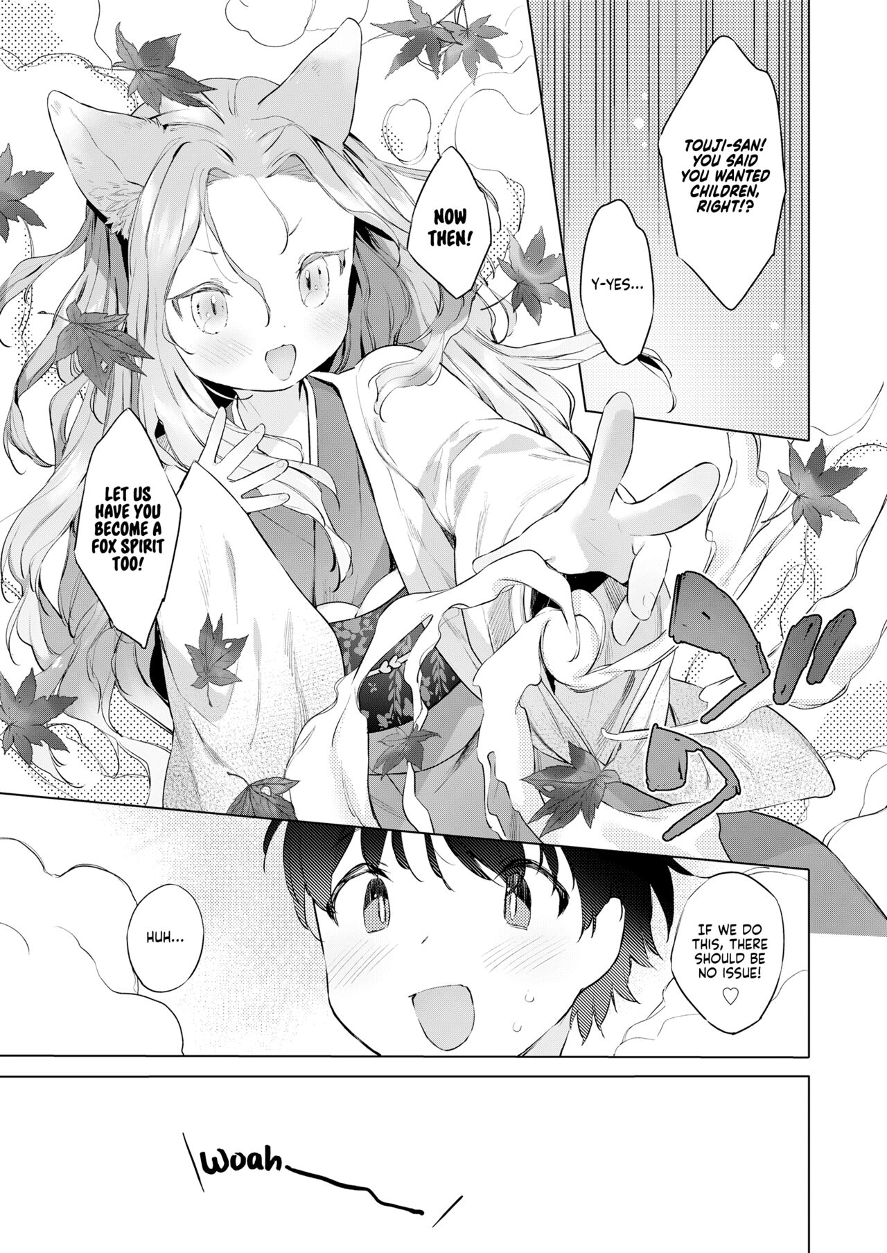 Yowai 200 Chai Okitsune-chan to Oshidori Fuufu Seikatsu. Dai 4 Wa | 200 Year Old Fox Girl and Her Happily Married Life. Part 4 page 5 full