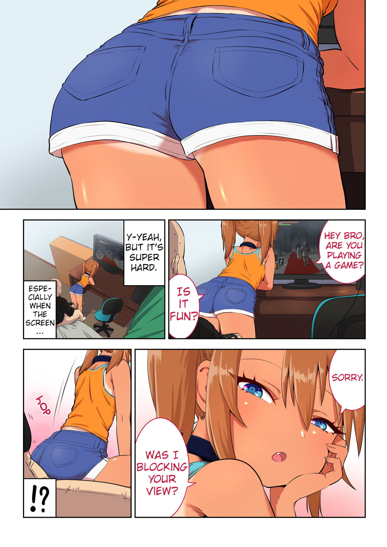 Gēmu shi tetara on'nanoko ga mata no ma ni suwatte kita | When I was playing a game, a girl sat between my crotch page 1 full