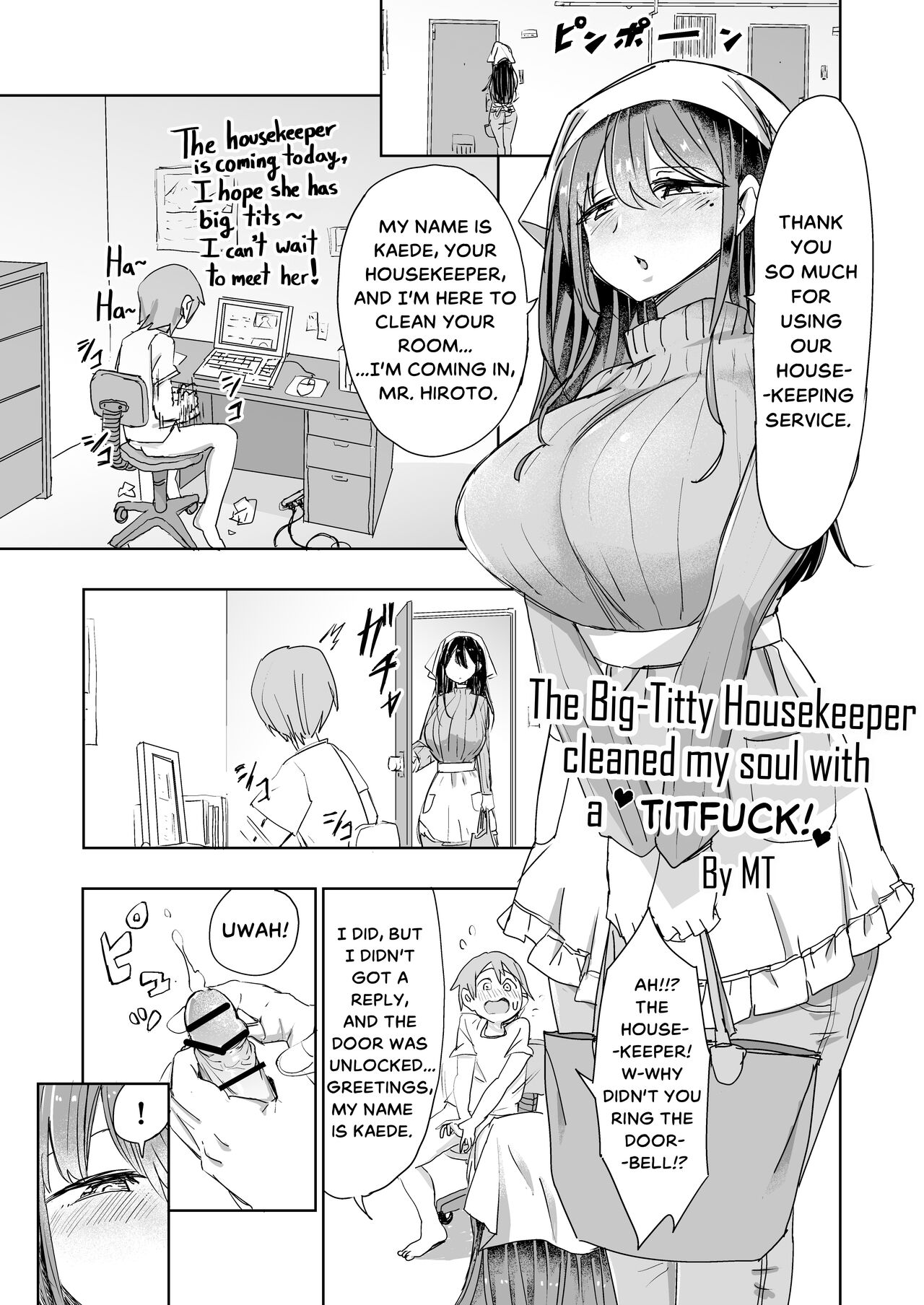 Bakunyuu Kaseifu ni Paizuri Osoji Sarechaimashita | The Big-Titty Housekeeper Cleaned my Soul with a Titfuck! page 1 full