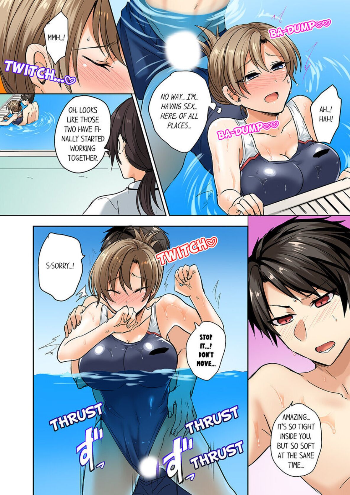 Mizugi ga Zurete... Haitteru! ~Porori ja Sumanai Danjo Kongou Synchro-bu~ 2 - My Swimsuit Slipped... And it went in!? A Mixed Synchronized Swimming Club with More Than Just Nip Slips in Store! ~ 2 page 4 full