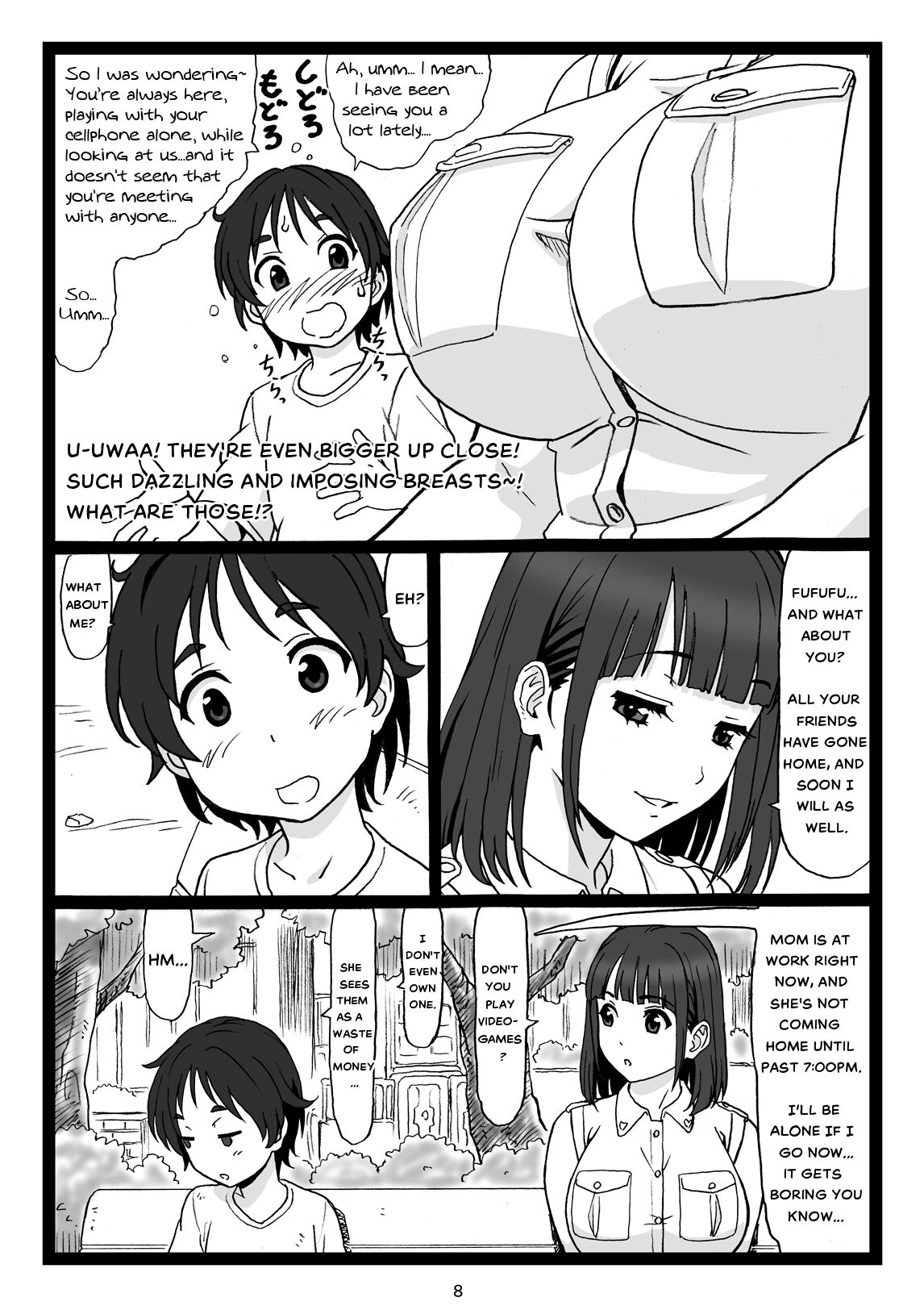 Kouen no Bench ni Suwatteru Kirei na Onee-san ga Boku ni "Ochinchin o Misete" to Itte Kuru no de... | A Pretty Onee-San, that's sitting on a Bench in the Park...suddenly says to Me: . page 8 full