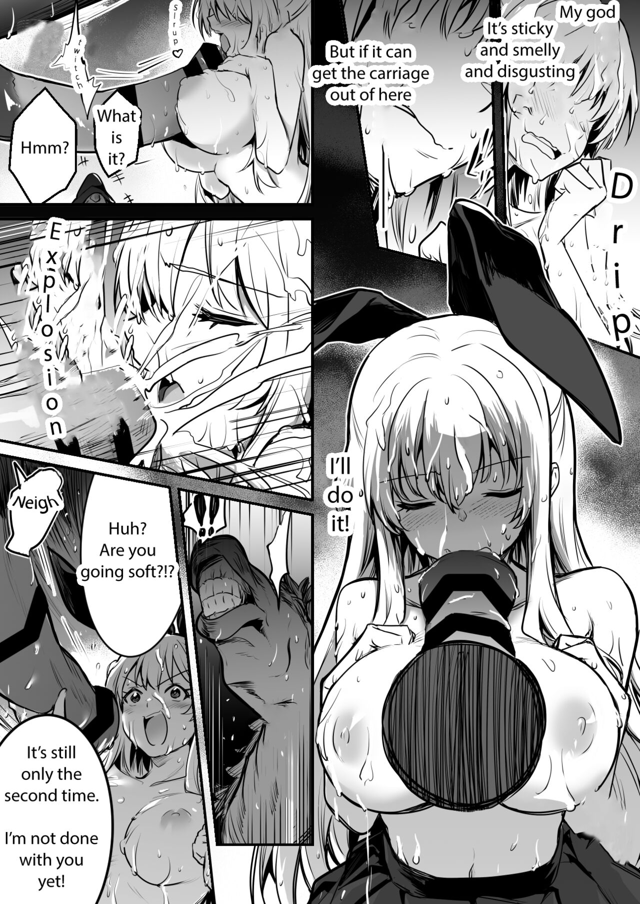 Bashauma ga Yokujou Shite shimai, Hassan Sasenai to Basha ga Denai node Gyosha ni Iwareru ga Mama Hassan Seseru Boukensha-chan | Adventure-chan helps the lustful horse cum so he'll carry her away page 4 full