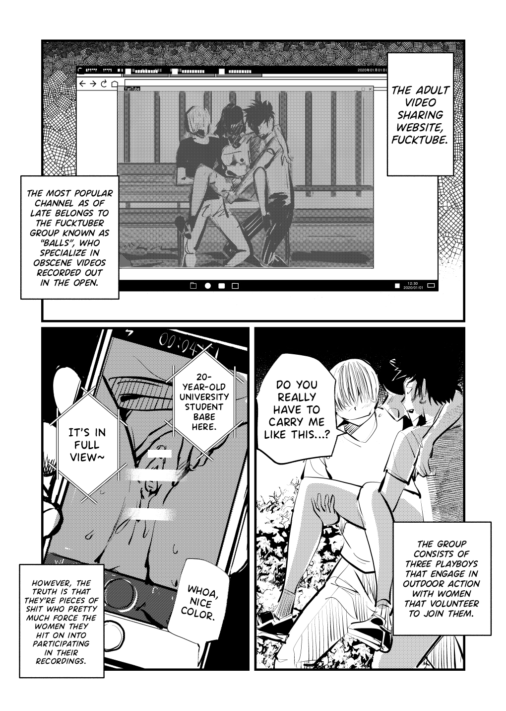 Inran Joshi ga Modaenagara Kintama Ijimetemita | The Lewd Girl Tortured Their Balls While Suffering From Their Advances page 1 full