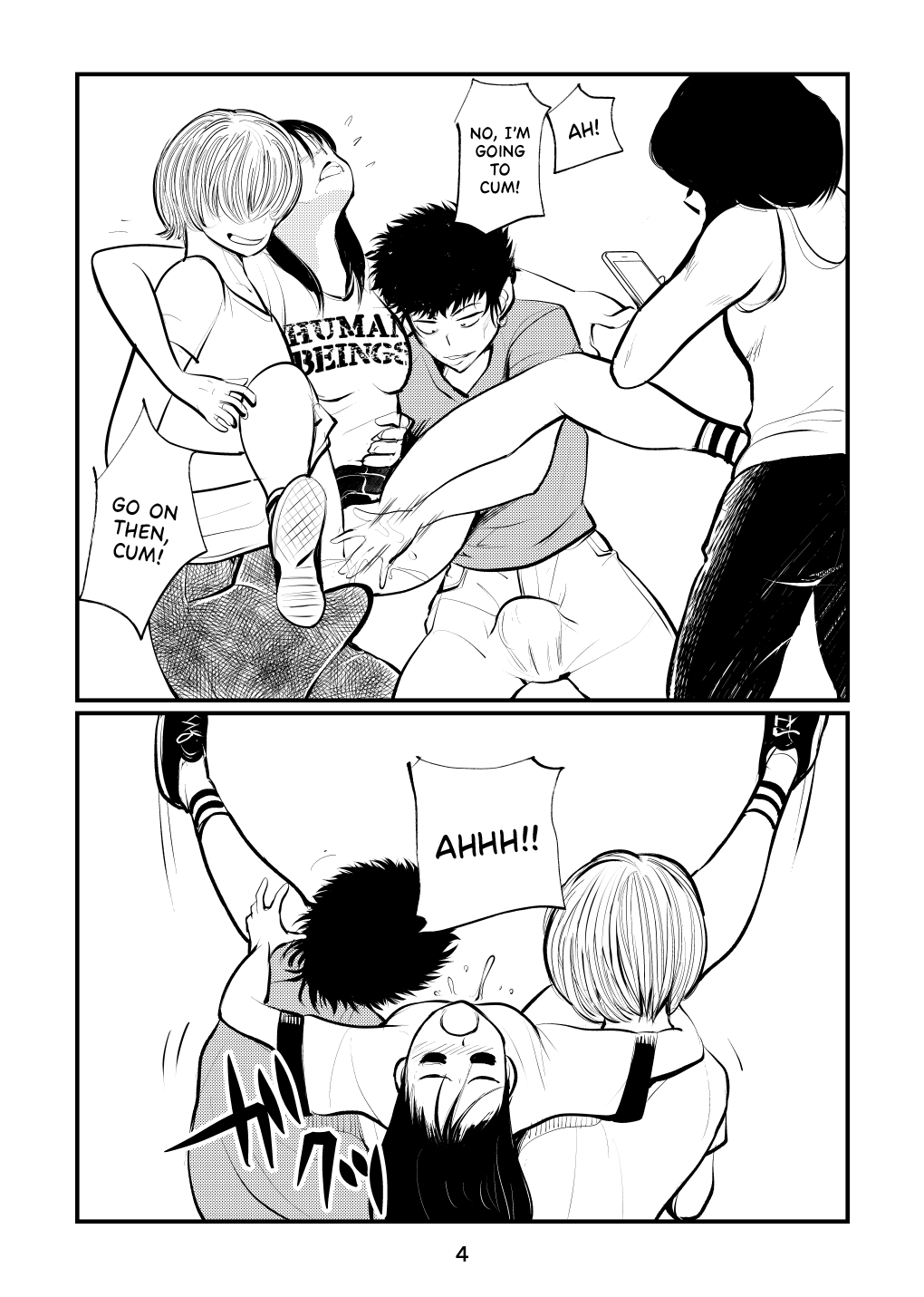 Inran Joshi ga Modaenagara Kintama Ijimetemita | The Lewd Girl Tortured Their Balls While Suffering From Their Advances page 4 full