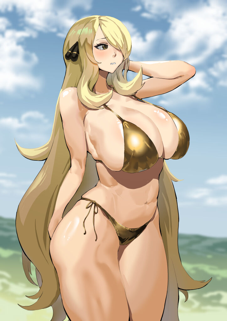 Cynthia is embarrassed to wear a gold bikini page 1 full