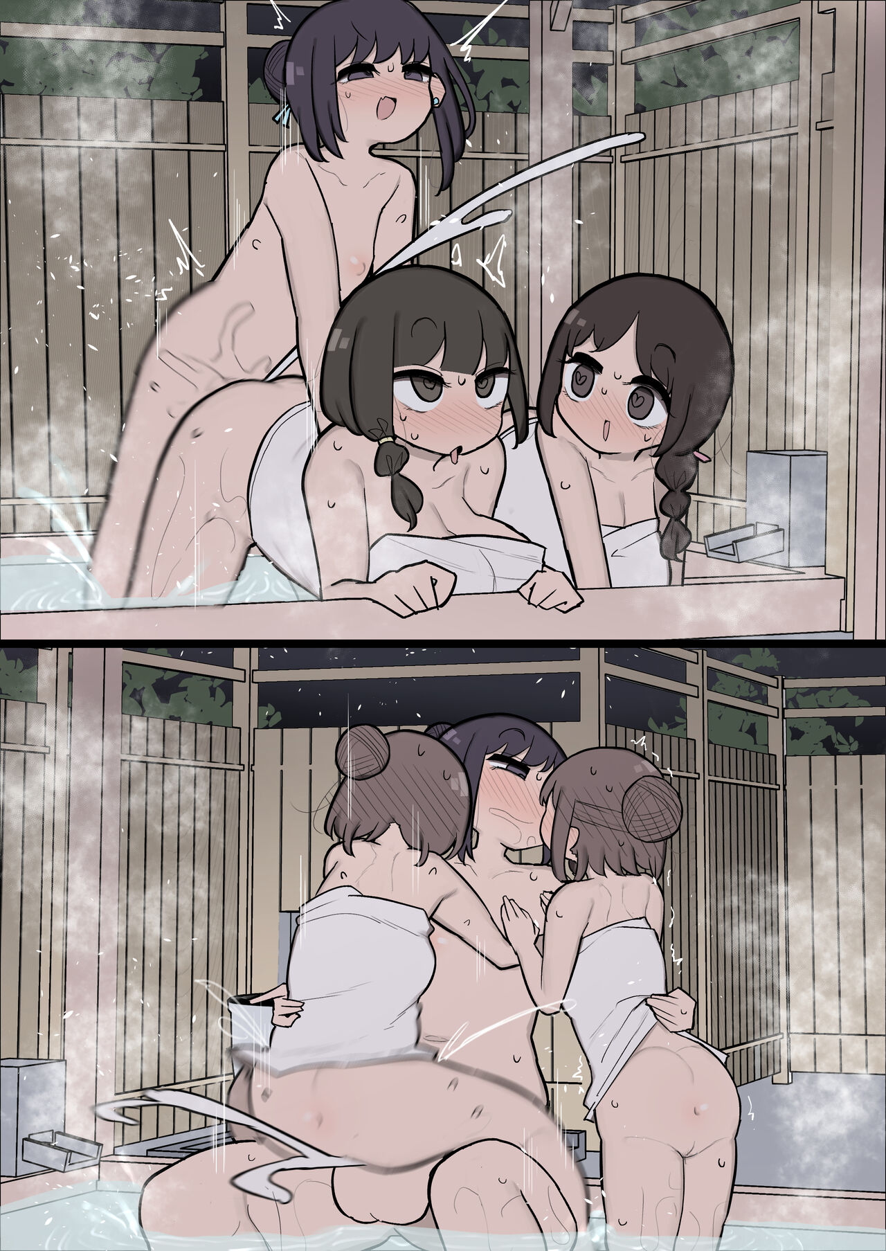 Konyoku ni Ita Onnanoko Zenin Ikemen Futanari Onnanoko Chinpo ni Meromero ni Naru Manga page 5 full