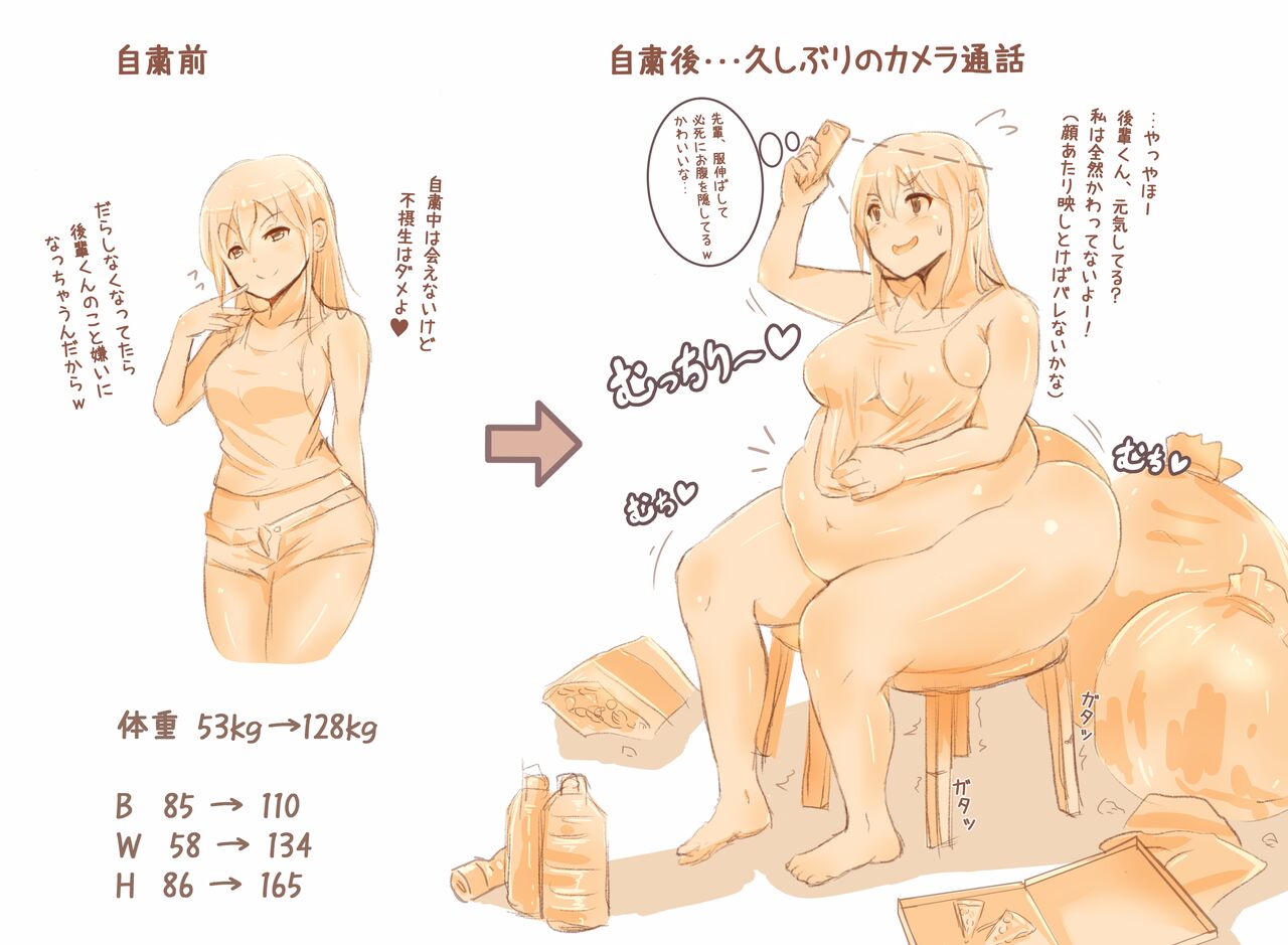 【肥満化あり】自粛中に激太りした先輩 page 1 full