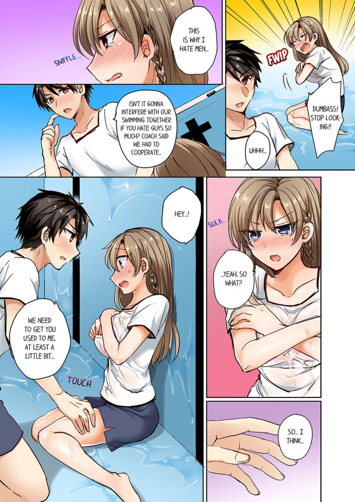 Mizugi ga Zurete... Haitteru! ~Porori ja Sumanai Danjo Kongou Synchro-bu~ 1 - My Swimsuit Slipped... And it went in!? A Mixed Synchronized Swimming Club with More Than Just Nip Slips in Store! ~ 1 page 9 full