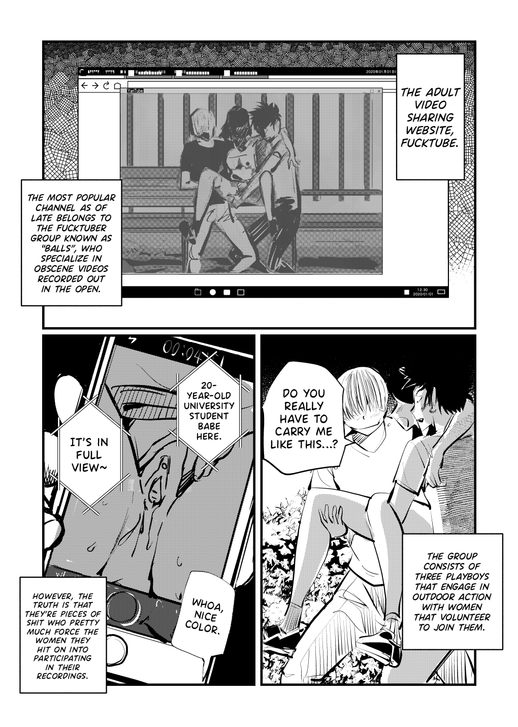 Inran Joshi ga Modaenagara Kintama Ijimetemita | The Lewd Girl Tortured Their Balls While Suffering From Their Advances page 1 full