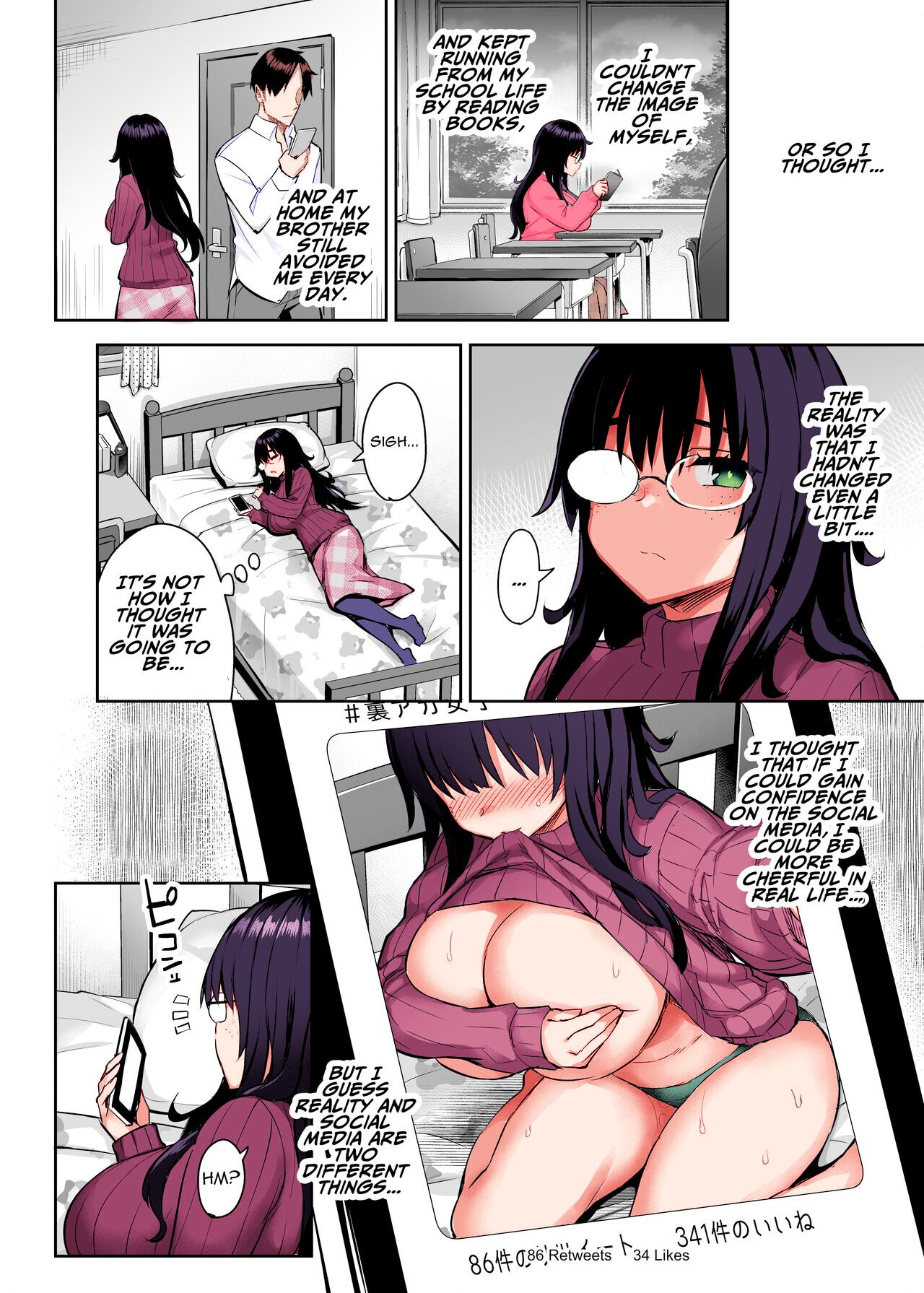 Moto InCha no Kyonyuu Yariman Imouto ga Erosugite, Onii-chan wa Mou...!! 0 ~Jimiko no Watashi ga Kawatta Riyuu~ | I Can't Handle My Former Bookworm Little Sister Now That She's a Slut! ~A Whore is Born~ page 9 full