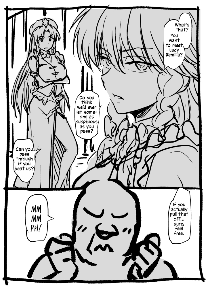 Sakuya-san to Meiling-san to Long-Range Oji-san | Sakuya, Meiling and the Long-Range Uncle page 1 full