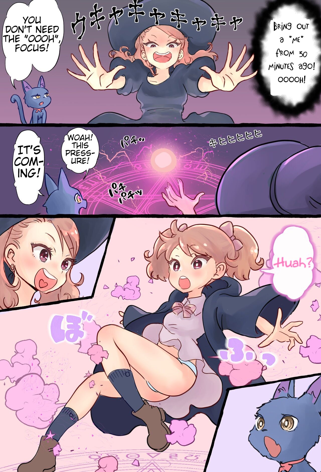 A story about a futanari witch who summons her past self with summoning magic and has sex with her smaller self page 6 full