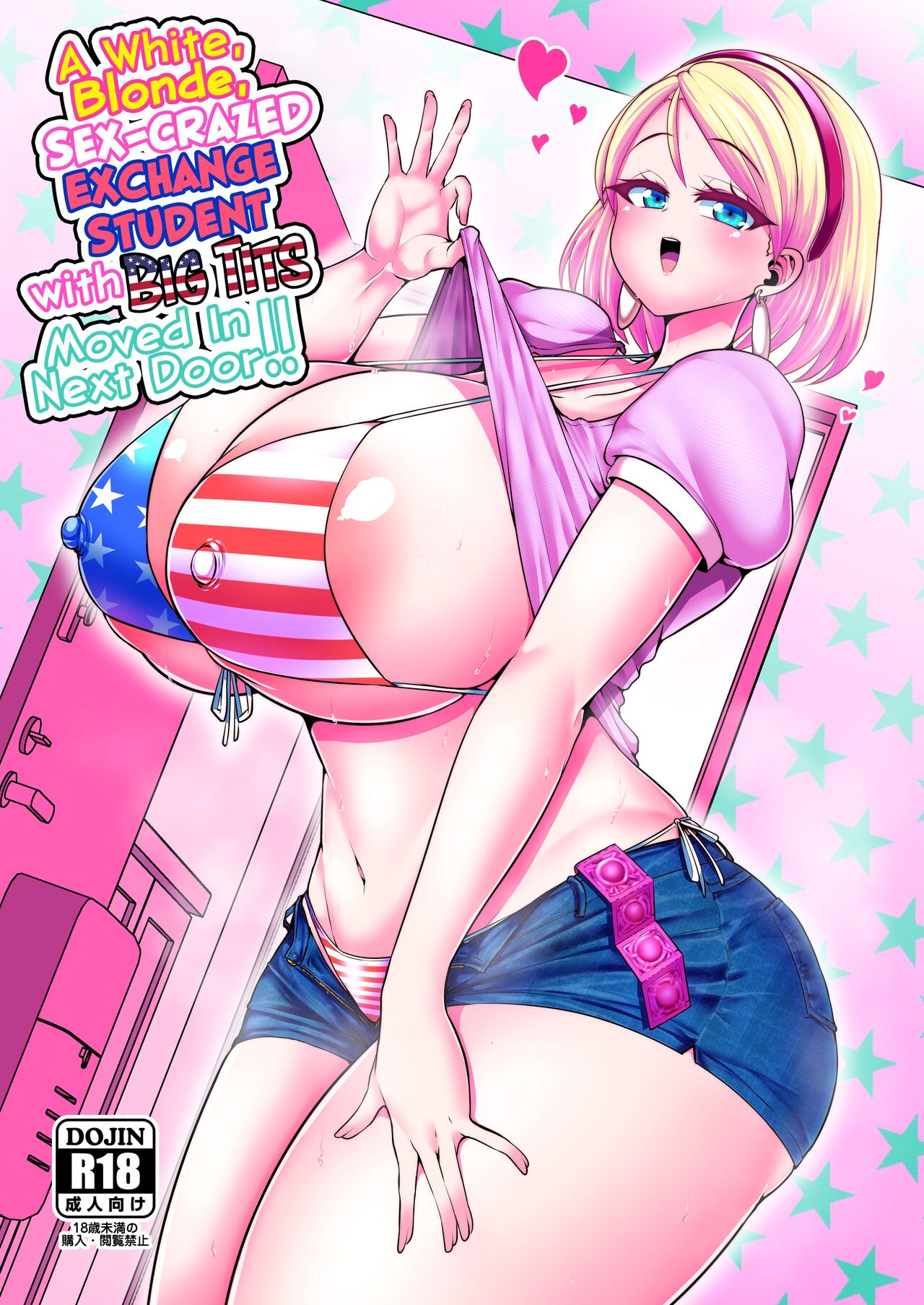 H Daisuki Kinpatsu Hakujin Bakunyuu Ryuugakusei ga Tonari no Heya ni Hikkoshite Kita!! | A White, Blonde, Sex-Crazed Exchange Student with Big Tits Moved in Next Door!! page 1 full