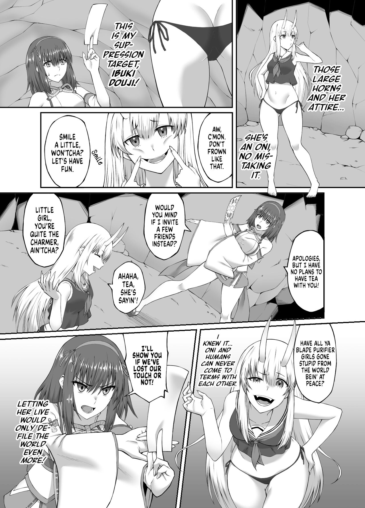 Taimashi Daraku Osen ~Futanari ni Ochita Taima Miko wa Inran Mesu Oni-ka~ | Suppressor Falls to Depravity ~Exterminator Miko Turns into a Slutty Futanari Oni~ page 7 full