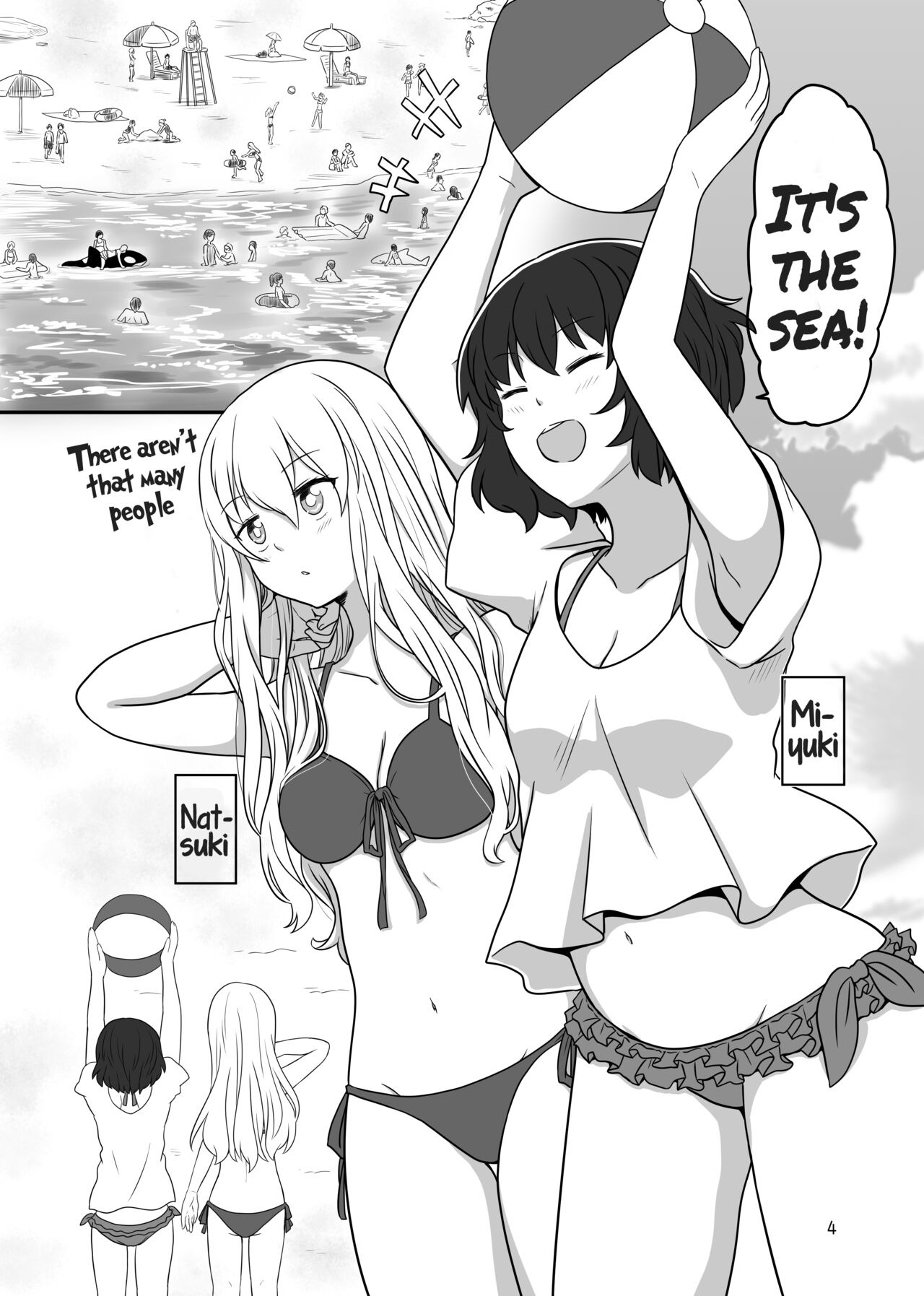 Umi de Roshutsu Play Shichau Yuriple | A yuri couple does exhibitionism at the beach page 3 full