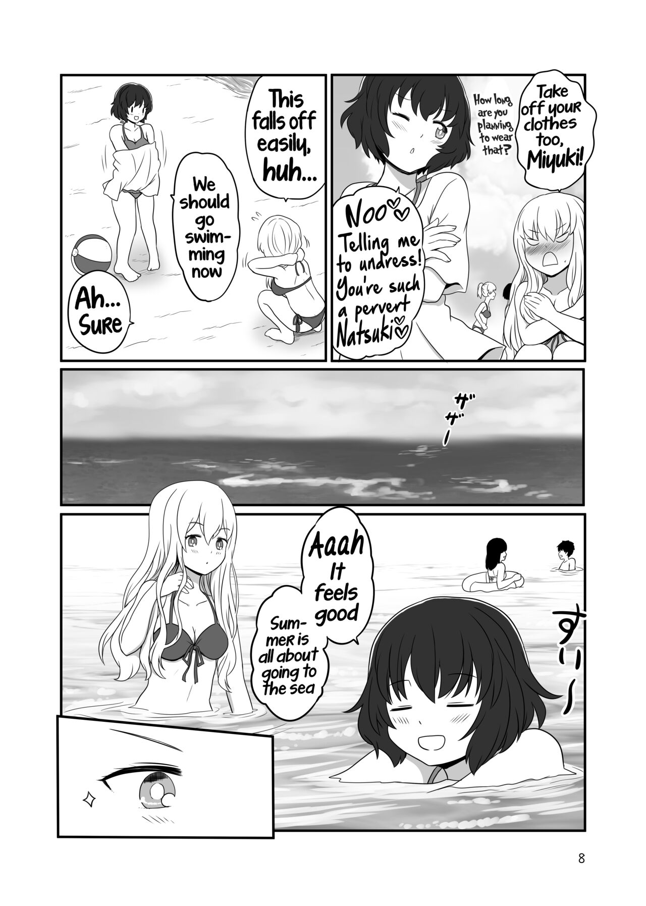 Umi de Roshutsu Play Shichau Yuriple | A yuri couple does exhibitionism at the beach page 7 full