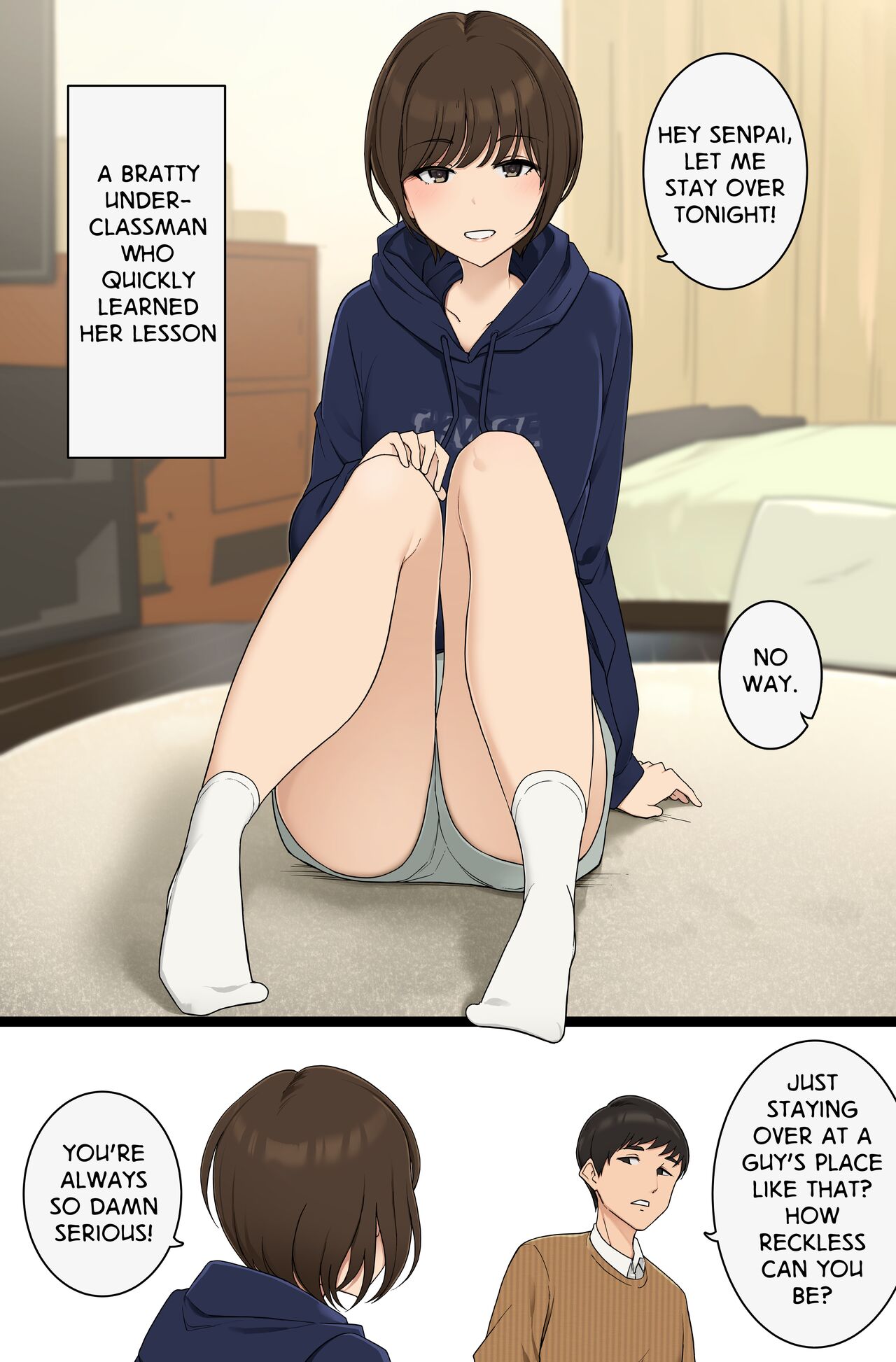 Namaiki Bakkari Iu kedo Sugu Wakaraserarechau Kouhai-chan no Ohanashi | A Bratty Underclassman Who Quickly Learned Her Lesson page 1 full