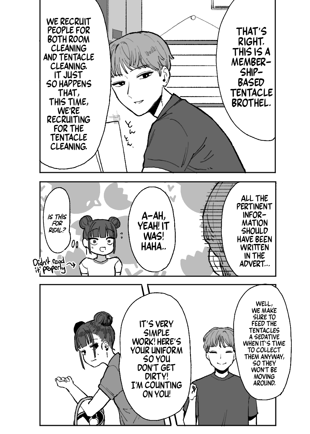 Shokushu Fuuzoku Seisou Baito | Job: Cleaner at at Tentacle Brothel page 5 full