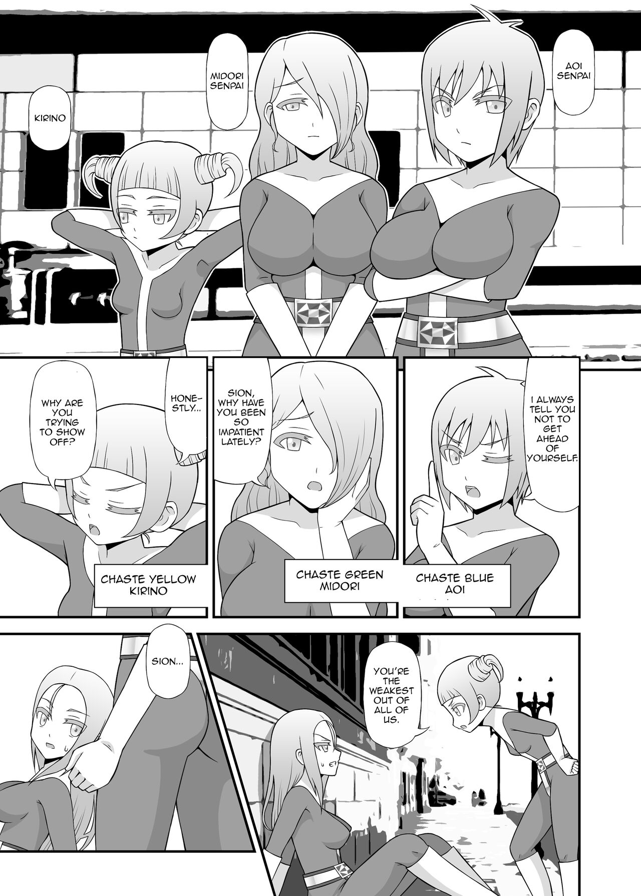 Teisou Sentai Virginal Colors Ch.1 | Chastity Sentai Chaste Colors Ch.1 page 6 full
