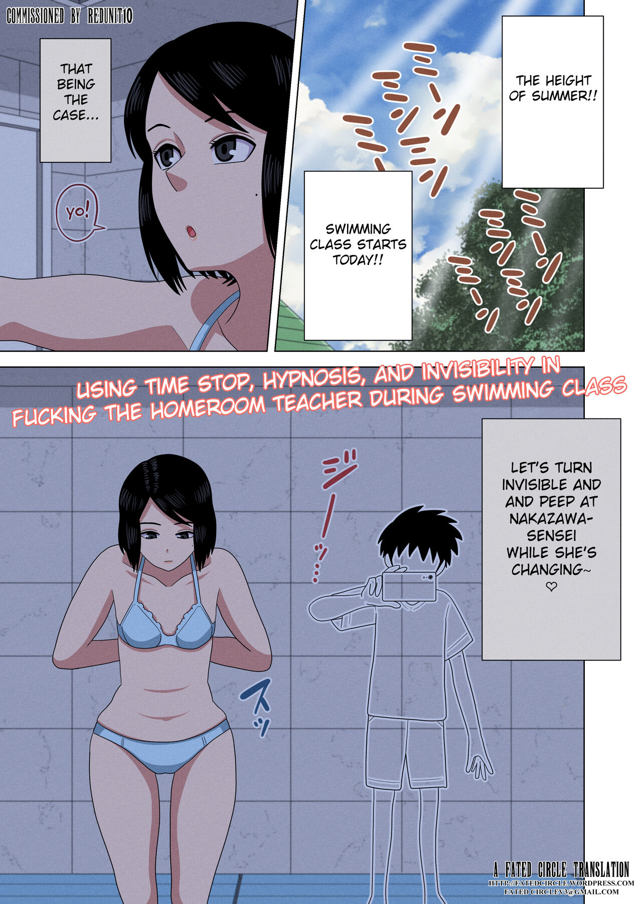 Jikan Teishi to Saimin to Toumei Ningen de Mizugi no Tannin no Sensei wo Pool no Jugyo Chu ni Okashi Makuru page 3 full