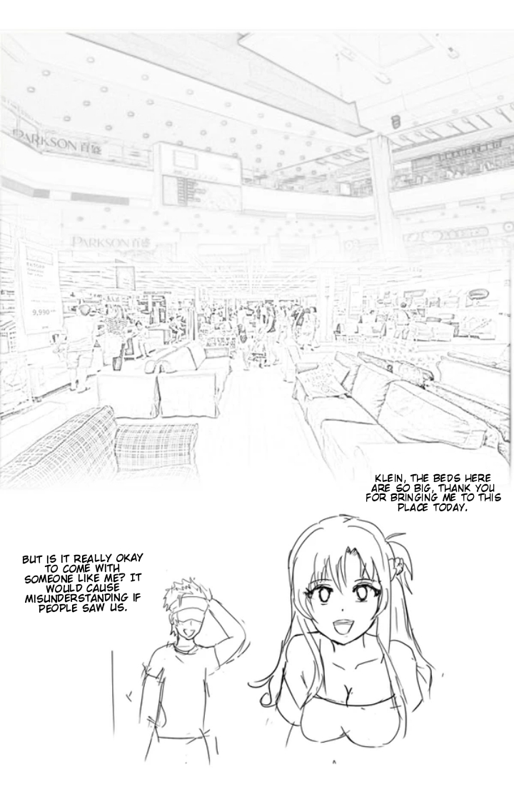 Asuna and Klein buying new bed. page 1 full