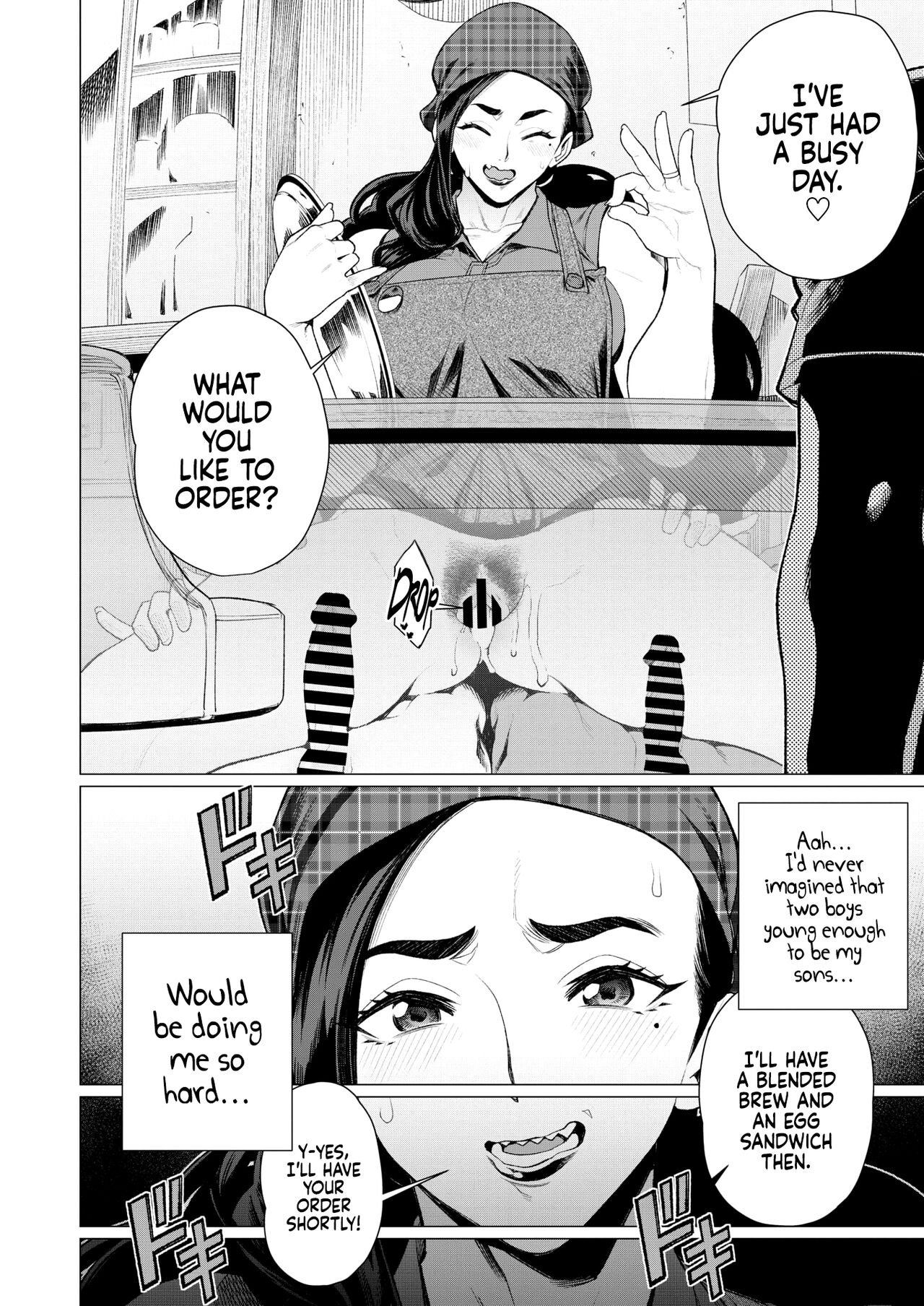 Hitoduma Kissa de juku niku Sando | Matured Meat Sandwich Special at the Married MILF Cafe page 2 full