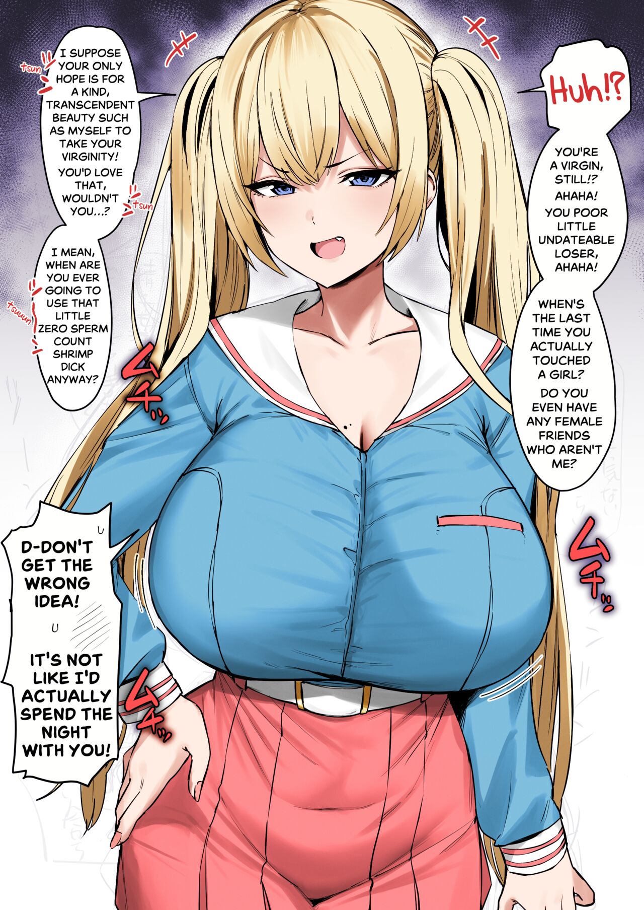 Katte ni Doutei to Kanchigai shite kuru Kotekote no Tsundere Kinpatsu Twintail | Tsuper Tsundere Twintail Blonde Mistakes You as a Virgin page 1 full