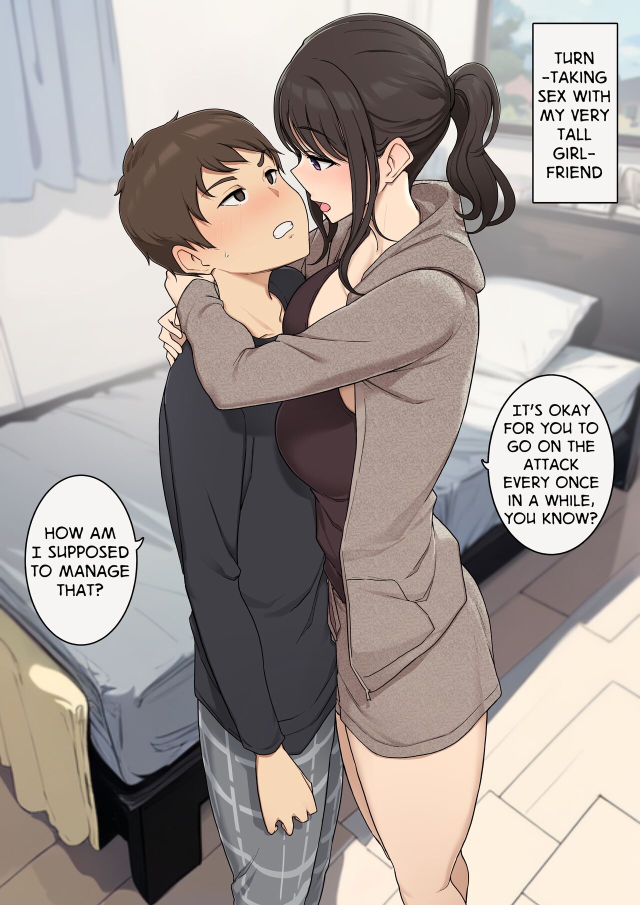 Koushinchou de MeguTai na Kanojo to Turn-sei no Sex Suru Ohanashi | Turn-Taking Sex With My Very Tall Girlfriend page 1 full