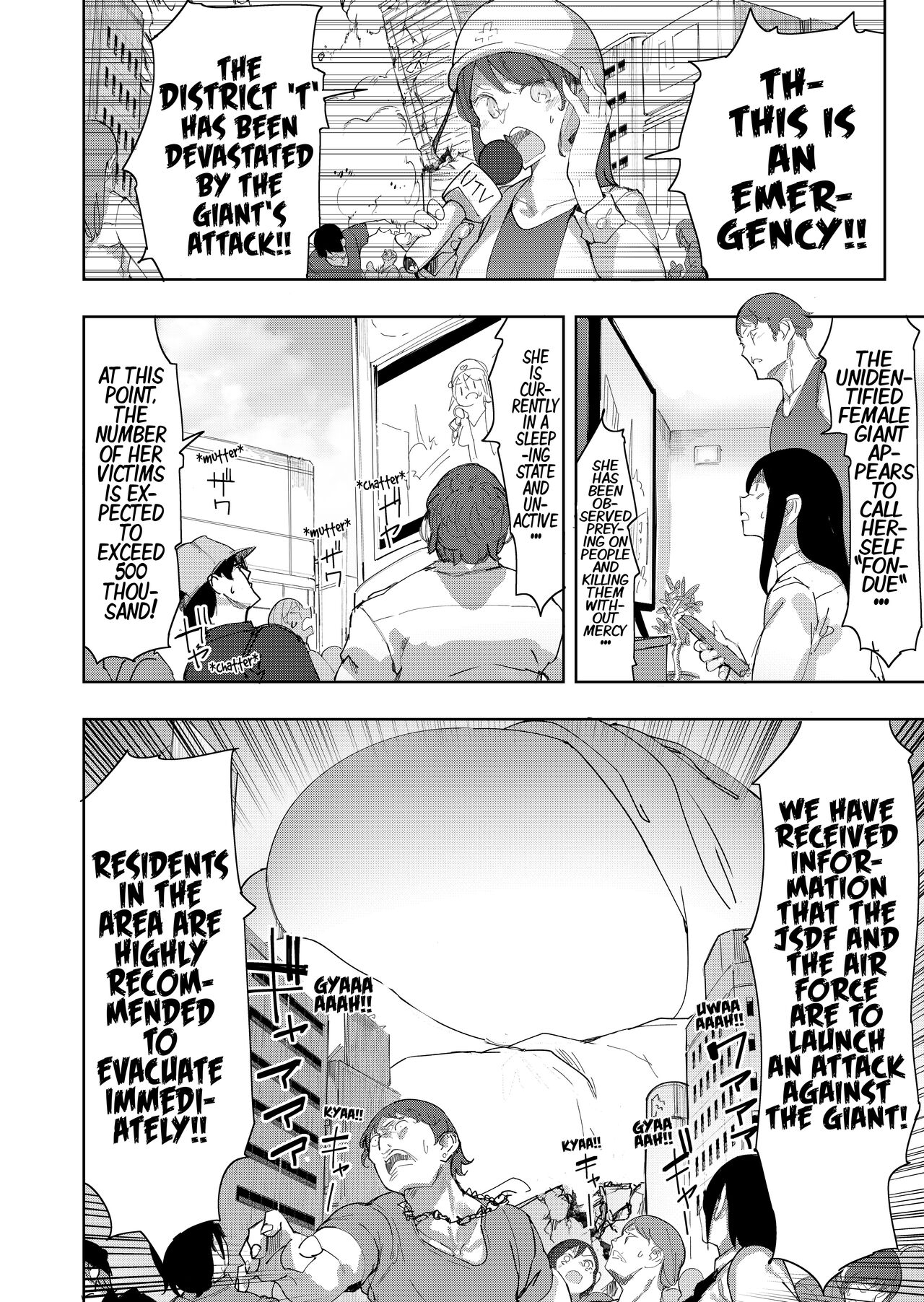 Zankoku Kyodai Musume Fondue-chan no Ecchi na Juurin | Cruel Giantess Fondue-chan's Sexy Overrun page 4 full