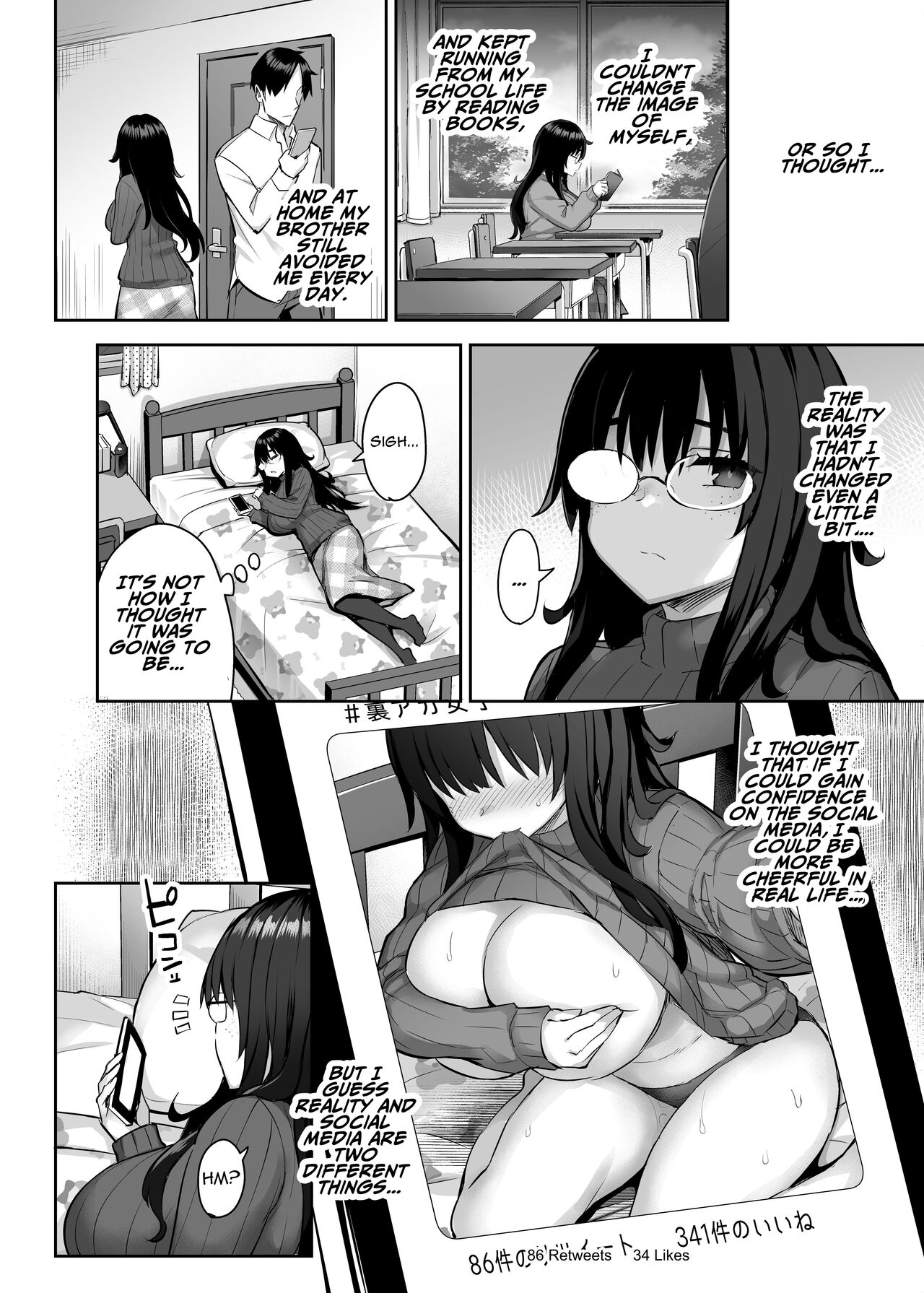 Moto InCha no Kyonyuu Yariman Imouto ga Erosugite, Onii-chan wa Mou...!! 0 ~Jimiko no Watashi ga Kawatta Riyuu~ | I Can't Handle My Former Bookworm Little Sister Now That She's a Slut! ~A Whore is Born~ page 9 full