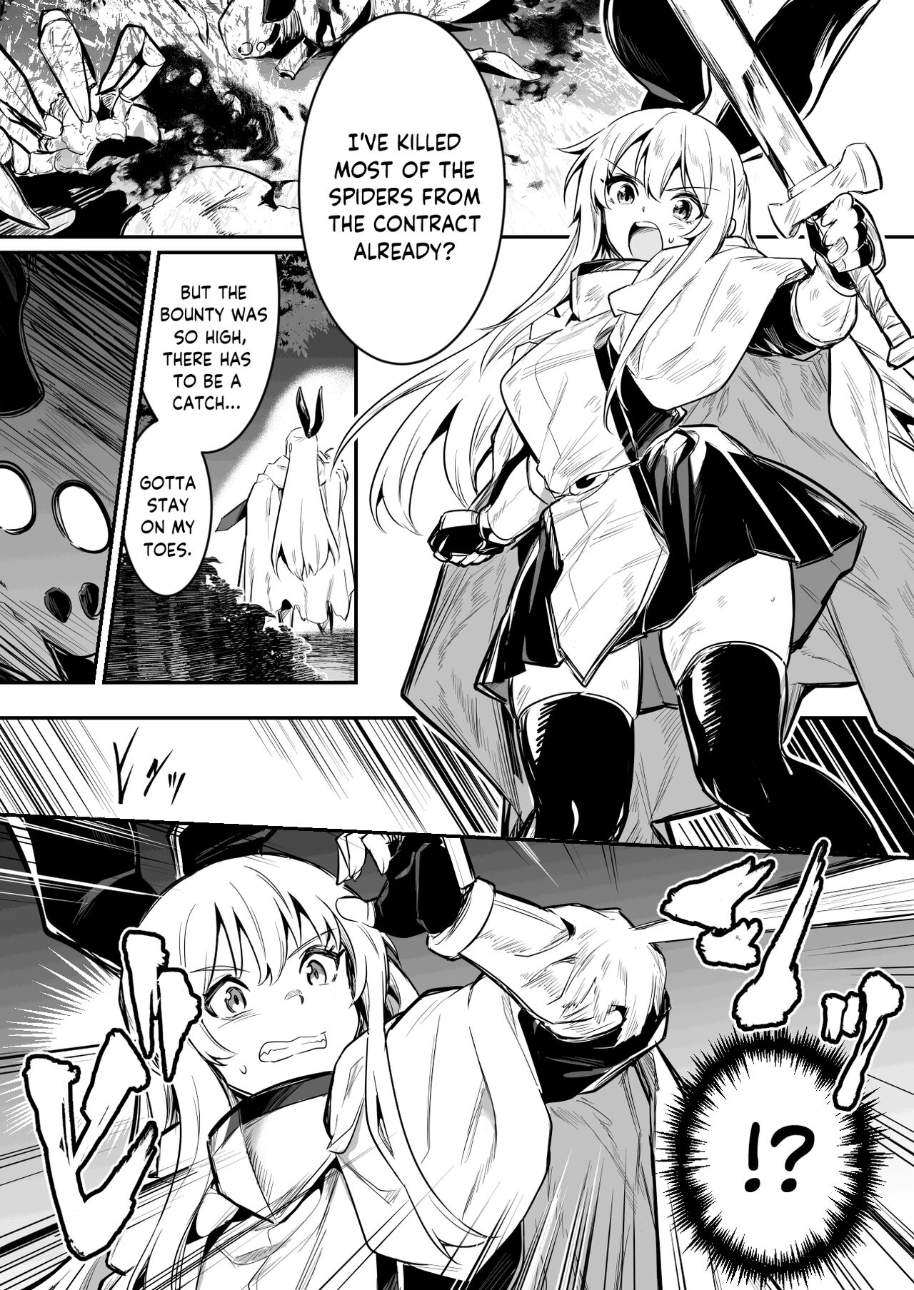 Kumo-gata no Mamono no Toubatsu ni Kite Gyaku ni Osowarechau Boukensha-chan page 1 full