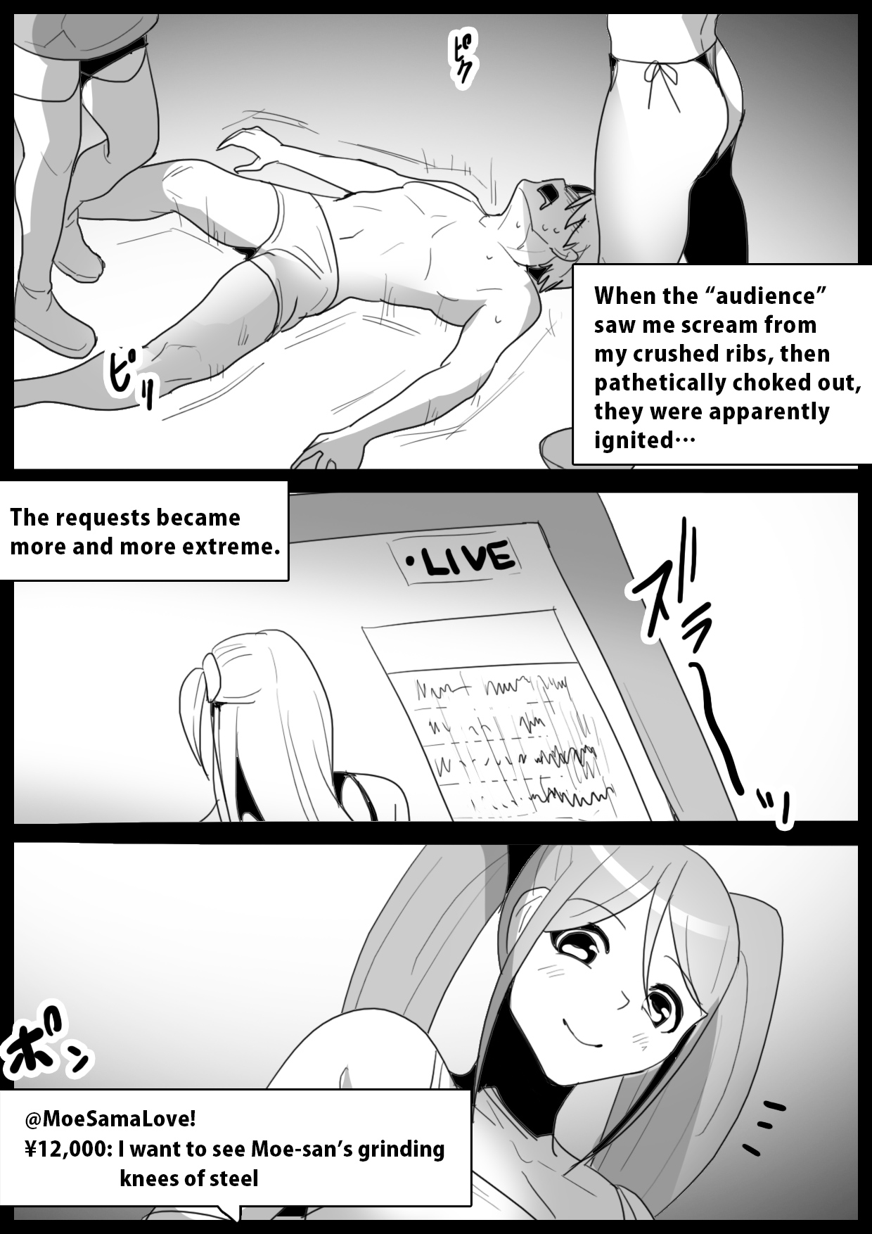 Boxer no Ore ga, Kyonyuu Joshi Pro Wrestler Futari ni Namahaishin de Juurin Sare, Koukai Shokei Sareru Hanashi. | Publically punished and trampled by two large-breasted wrestlers. page 10 full