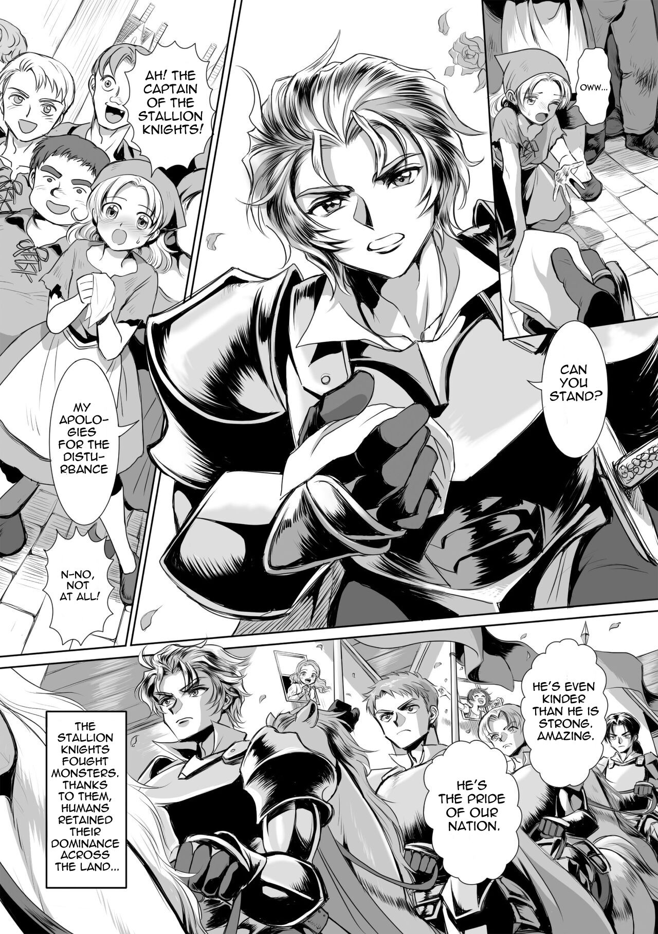Hyoui Kan Kishi Stallion Kimo Otoko ni Nottorare Buzama Zecchou! | Possessed Knight Stallion: Forced to Climax by a Creeper! Ch. 1 page 4 full