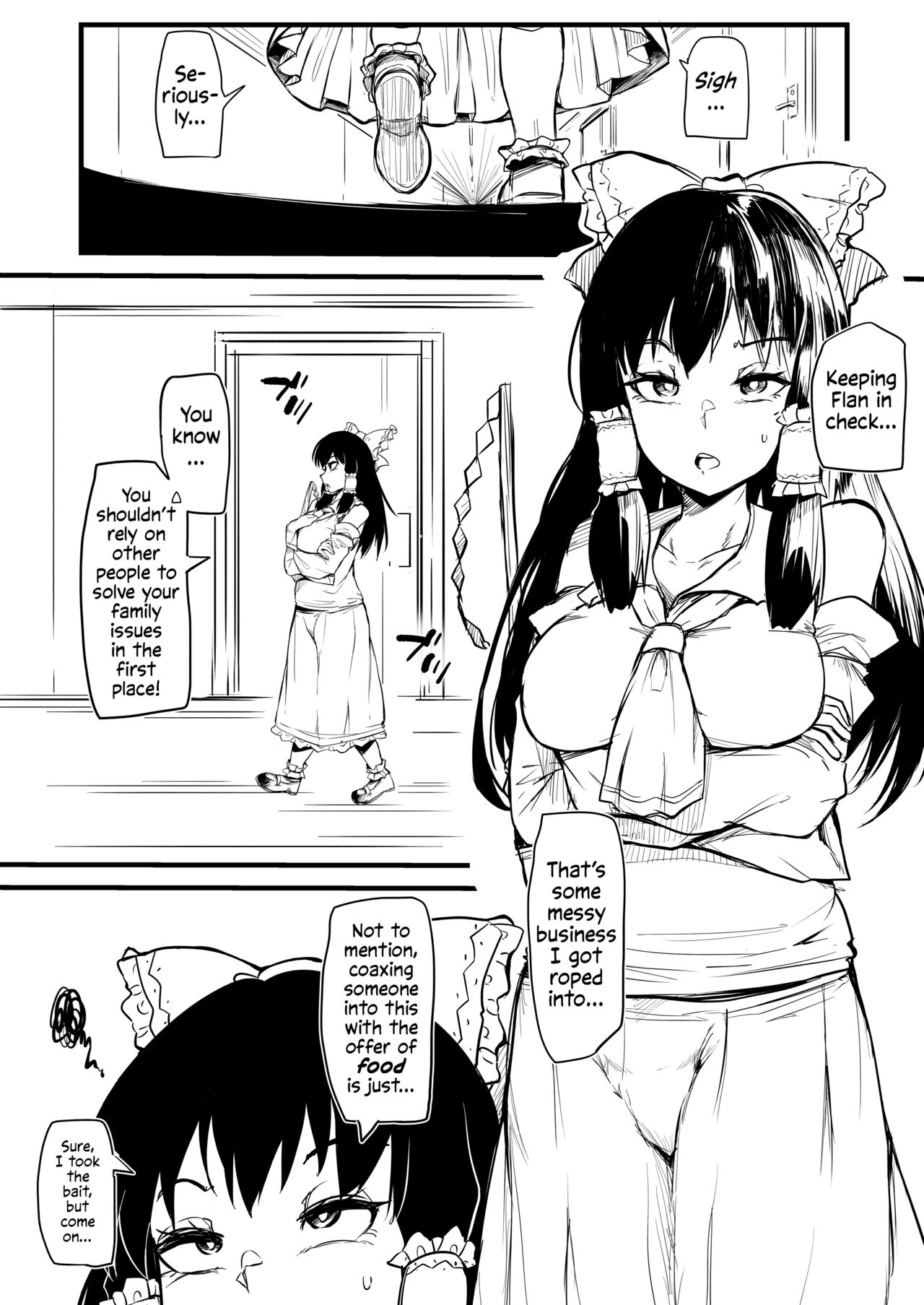 Futanari Flan-chan Ga Reimu O Choukyou Suru Manga | Futanari Flan-chan Training Reimu page 1 full