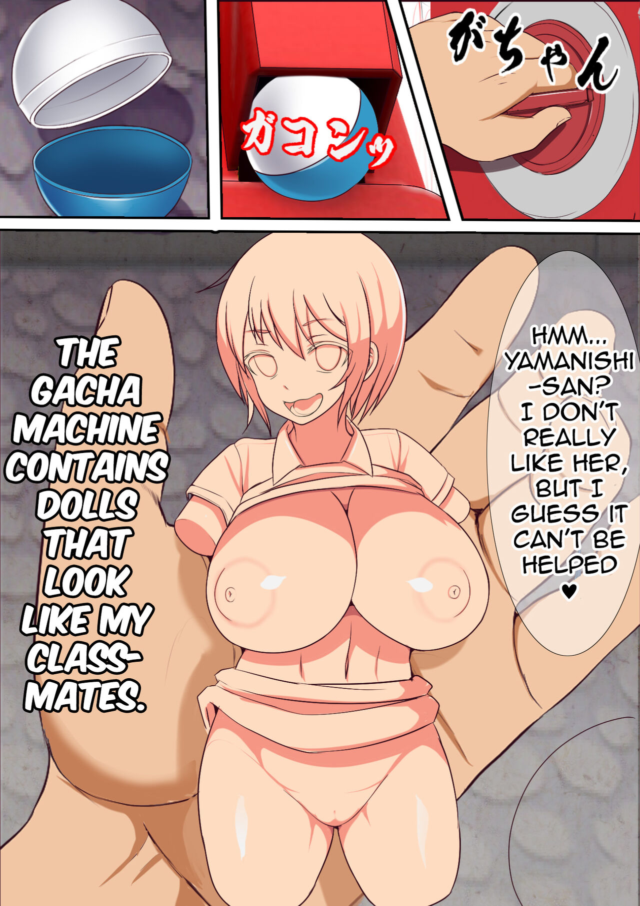 Kinjo no Dagashiya no Gachaponki ni Onaho-ka shita Classmate ga Haitteiru no Daga | A Gacha Machine Was Installed at a Local Candy Store, Where You Can Win a Female Onahole. page 4 full