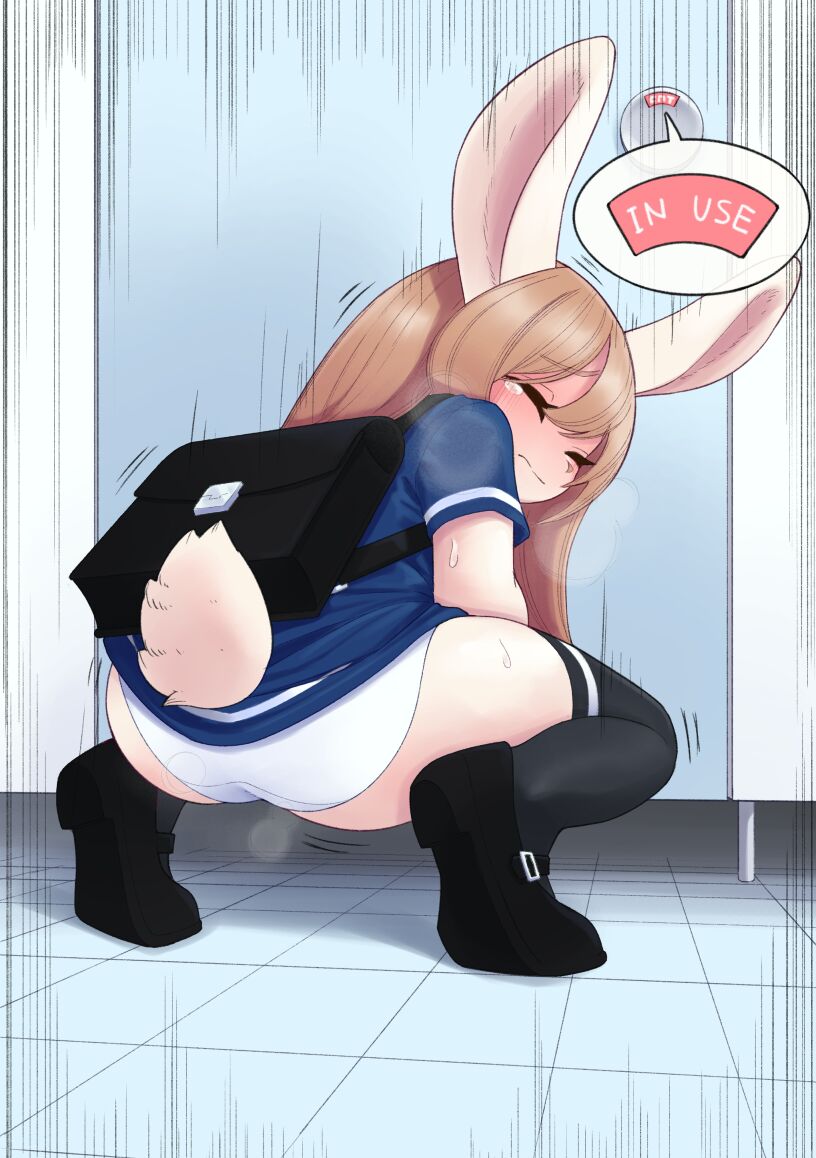 Pooping Panty in Front of the Locked Bathroom page 1 full